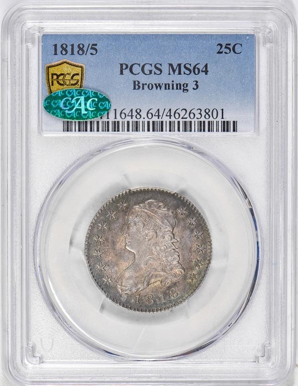1818/5 25c Overdate, B-3 MS64 thumbnail 12