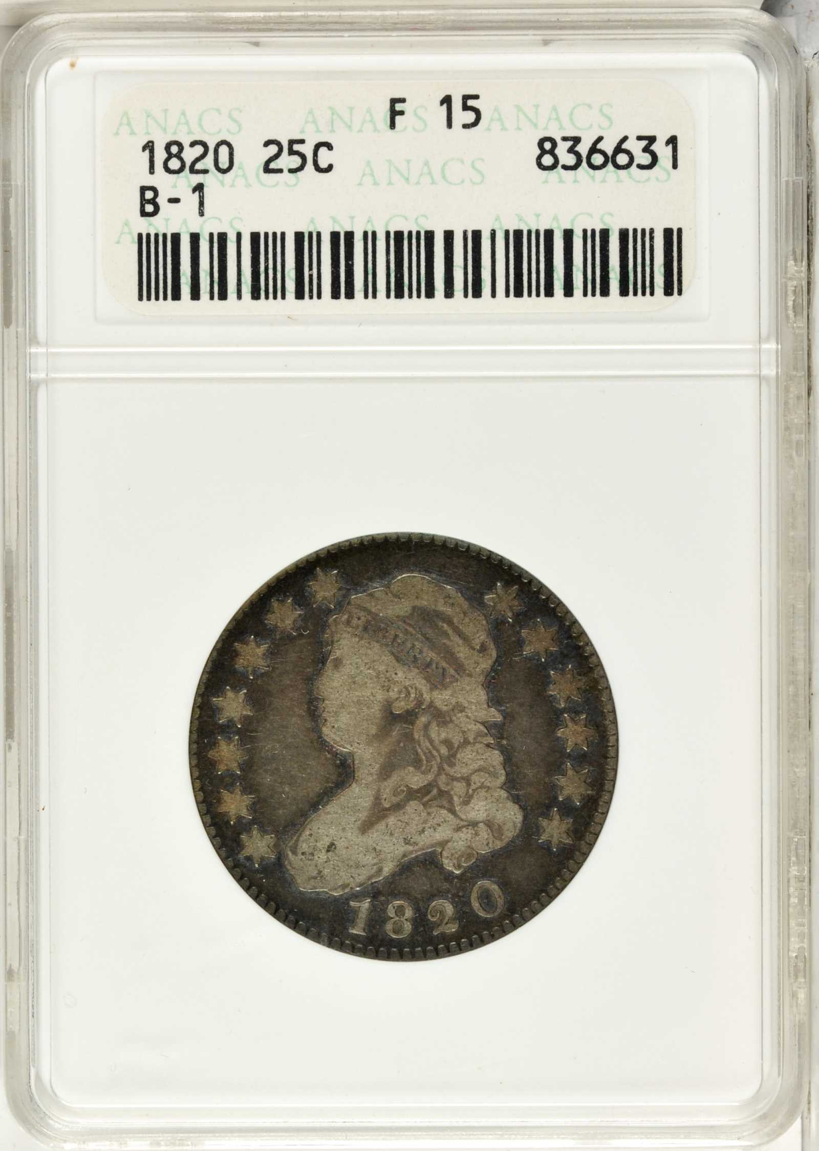 1820 25c Large 0, B-1 AG3 CAC thumbnail 15
