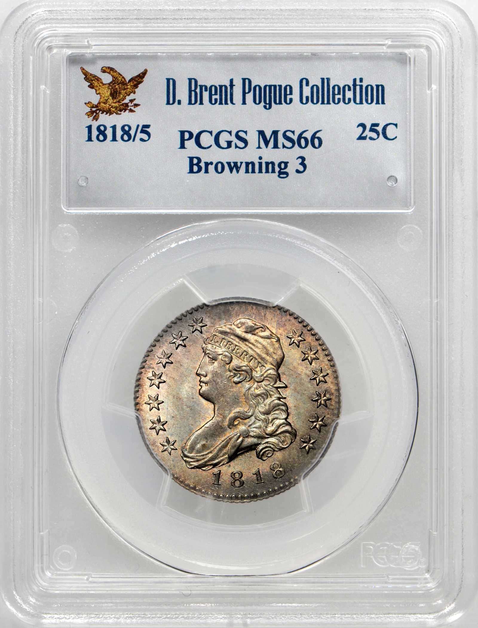 1818/5 25c Overdate, B-3 MS67 CAC thumbnail 7