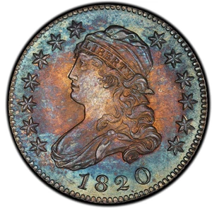 image for: 1820 Capped Bust Quarter. Browning-2. Large 0. Rarity-2. Mint State-66 (PCGS).