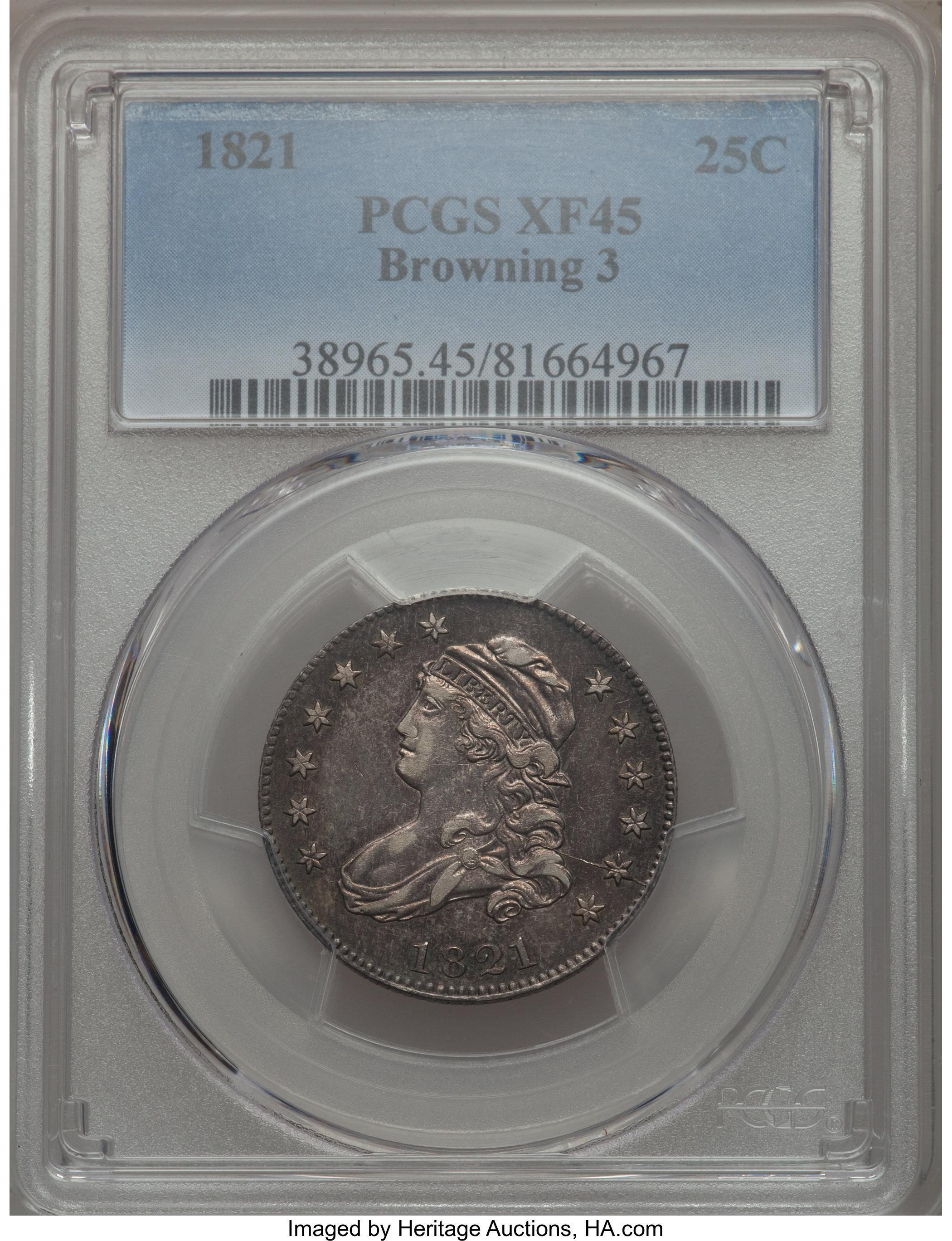 1821 25C B-3, R.2, XF45 PCGS. ...