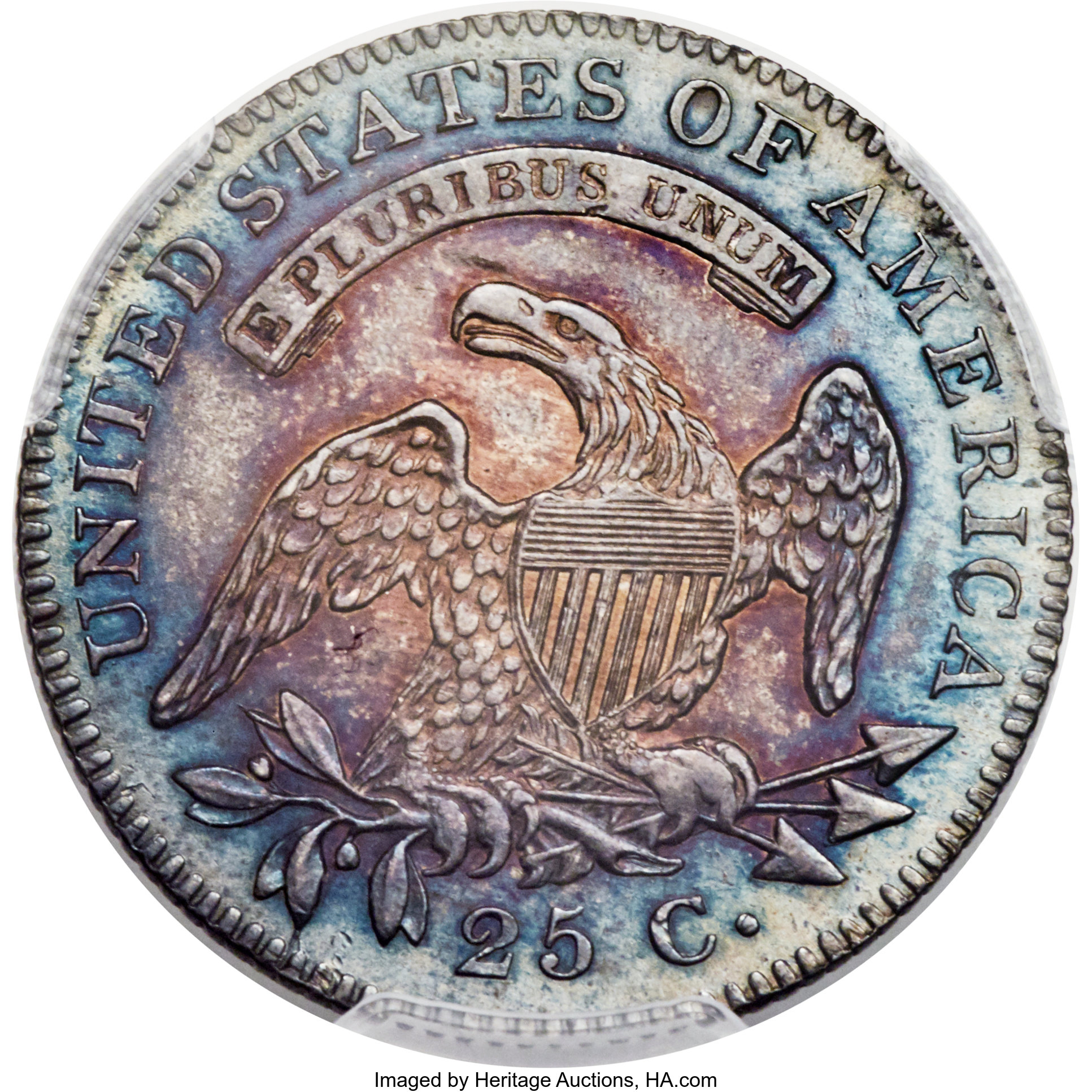 1820 25c Large 0, B-2 MS64 CAC thumbnail 3