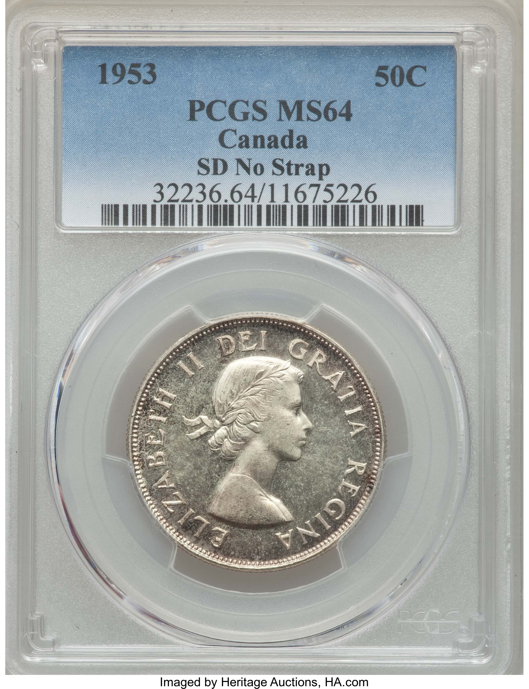 Canada: Elizabeth II 50 Cents 1953 MS64 PCGS,...