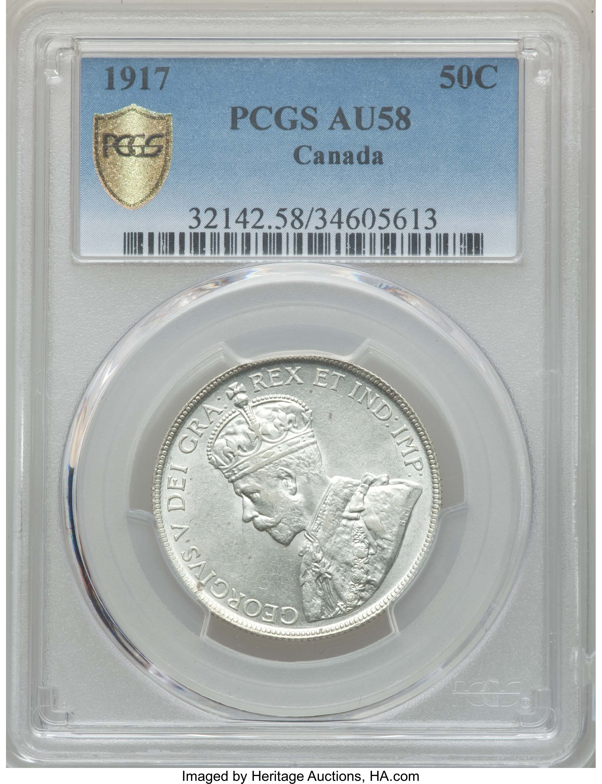 Canada: George V 50 Cents 1917 AU58 PCGS,...