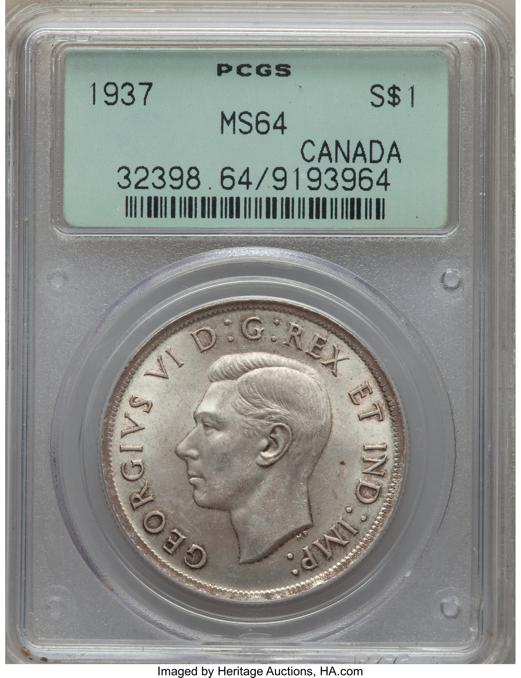 Canada: George VI Dollar 1937 MS64 PCGS,...