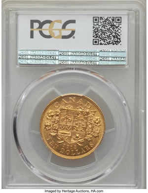 image for: Canada: George V gold 10 Dollars 1913 MS65 PCGS,...