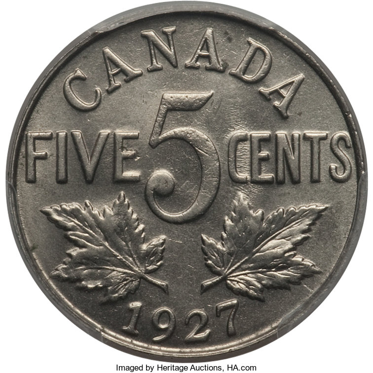 1927 Five Penny Nickel Coin Values Prices Canada Coin Prices