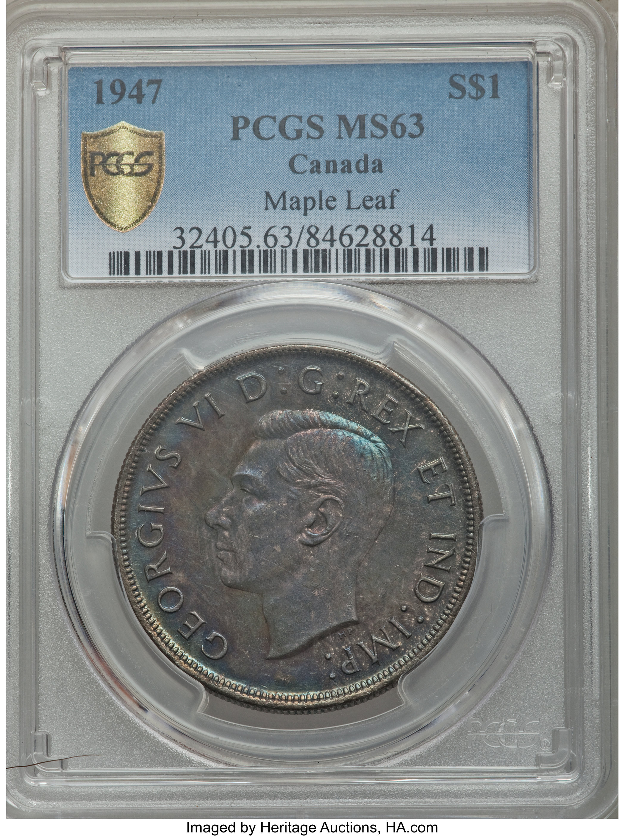 1947 S$1 Maple Leaf MS (KM-37) MS63 thumbnail 16
