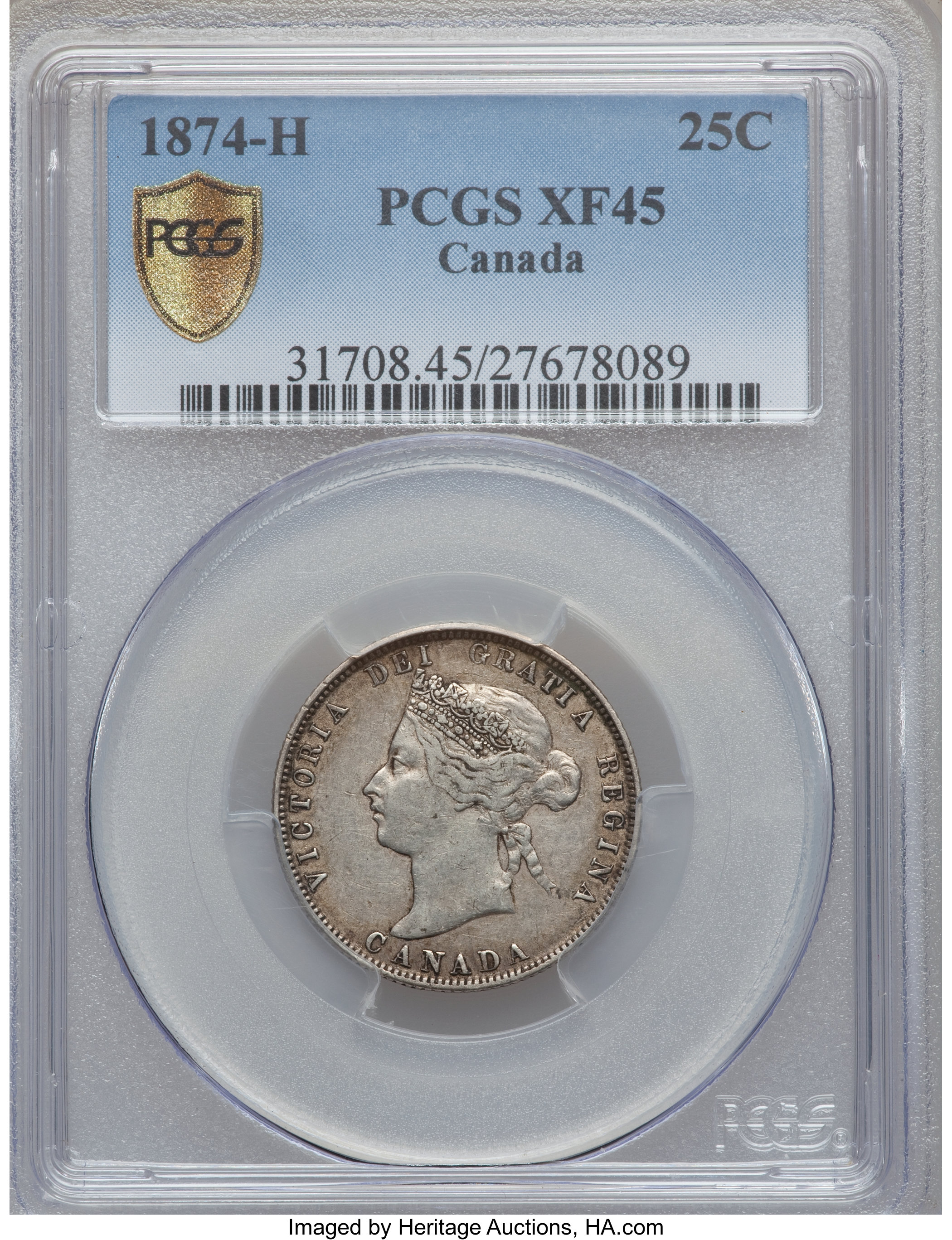 Canada: Victoria 25 Cents 1874-H,...