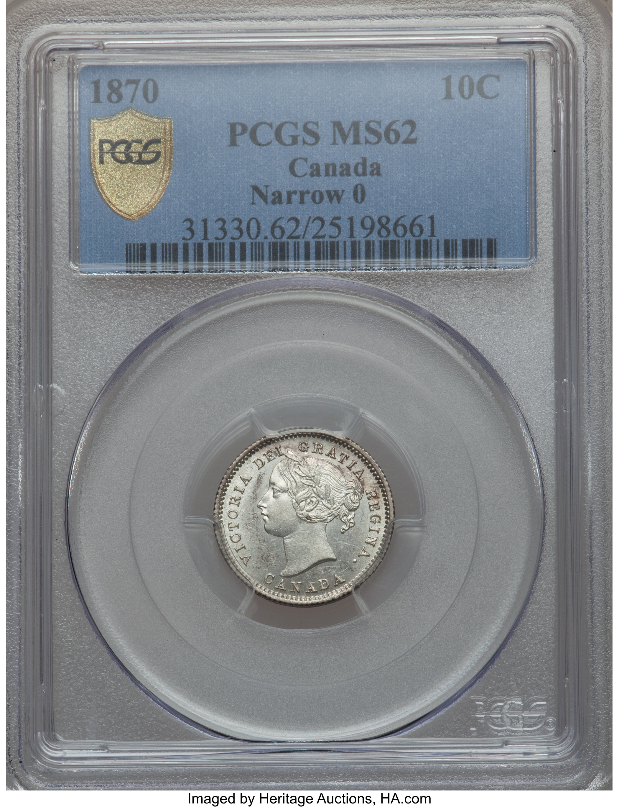 Canada: Victoria 10 Cents 1870 Narrow 0,...