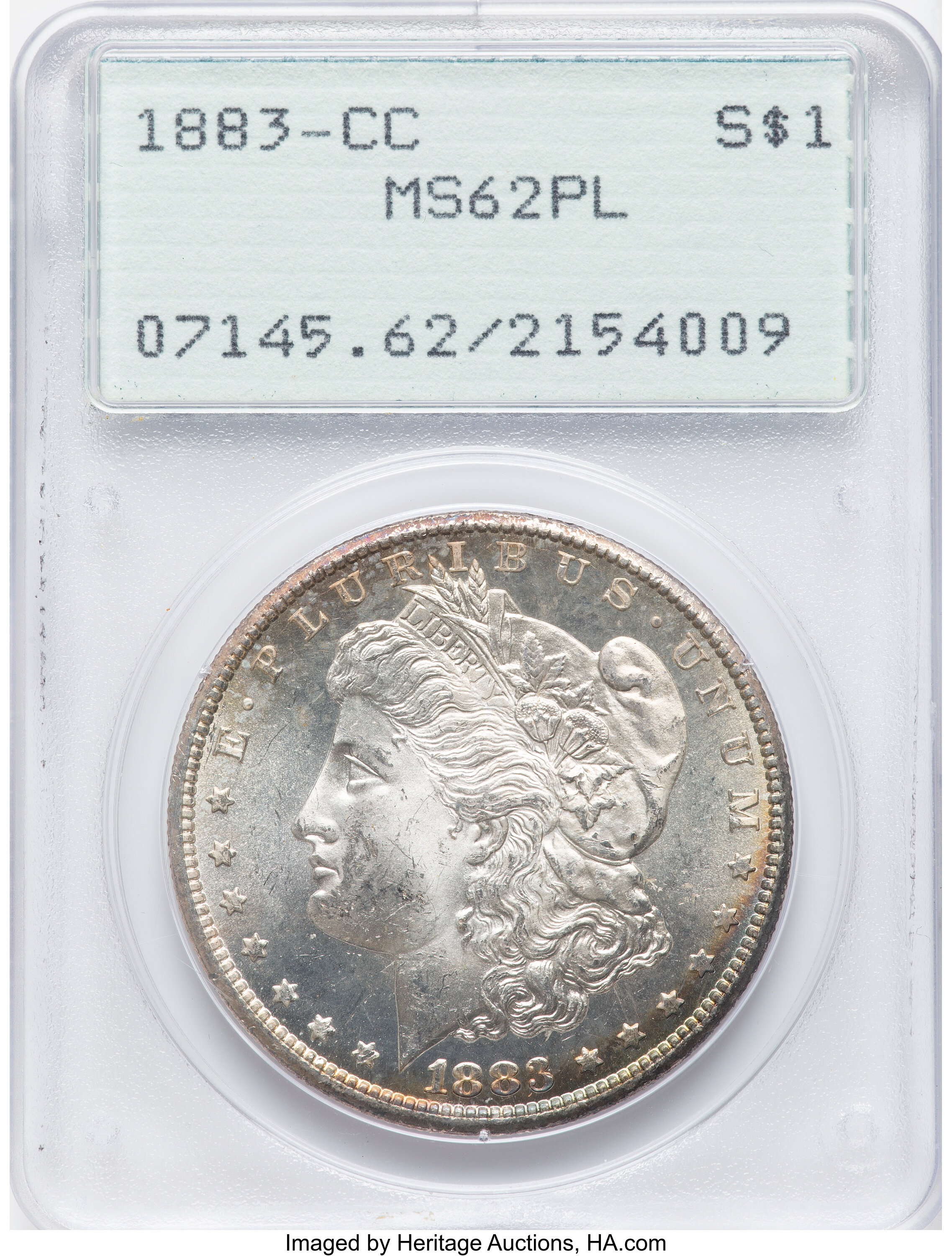 1883-CC $1 MS62 Prooflike PCGS. PCGS Population: (396/3619). NGC Census: (243/1813). CDN: $350 Whsle. Bid for NGC/PCGS MS62...