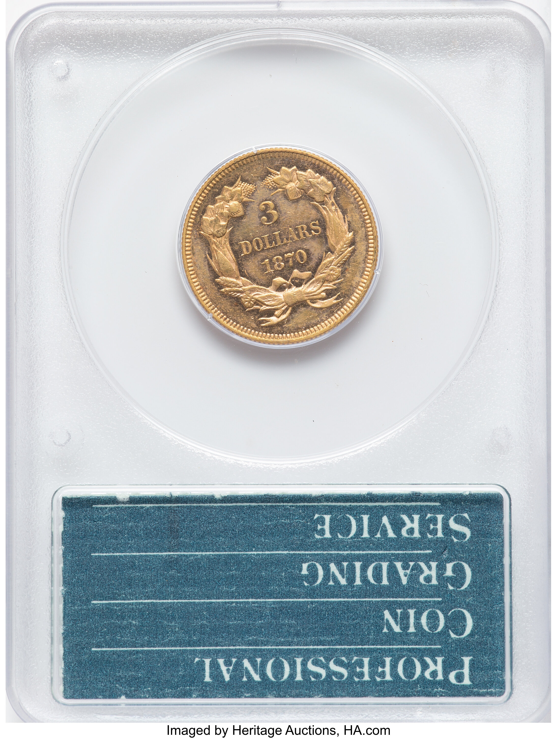 1870 $3 AU50 thumbnail 2