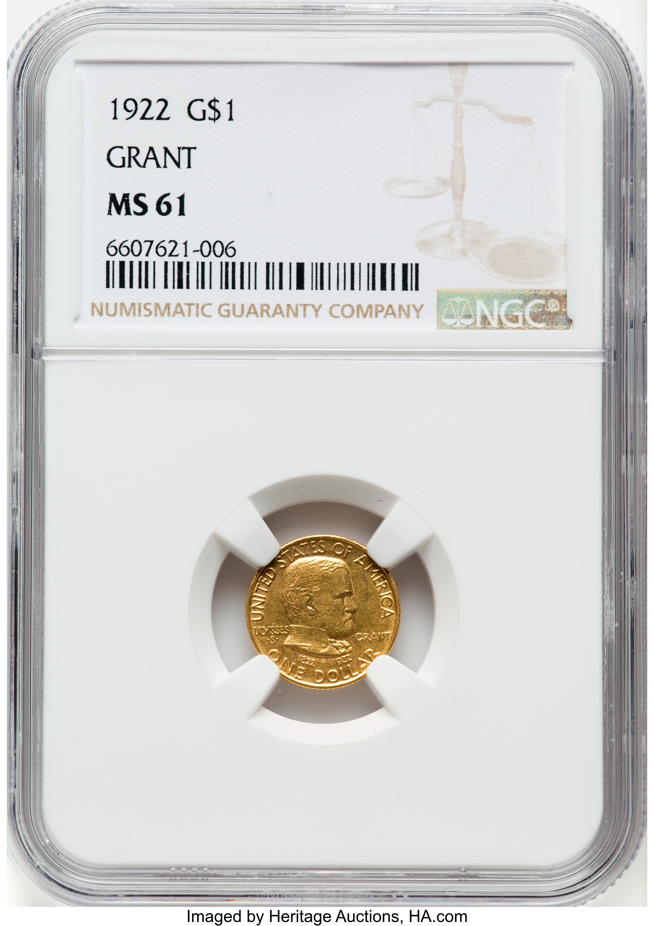 1922 G$1 Grant Memorial, without Star MS61 thumbnail 4