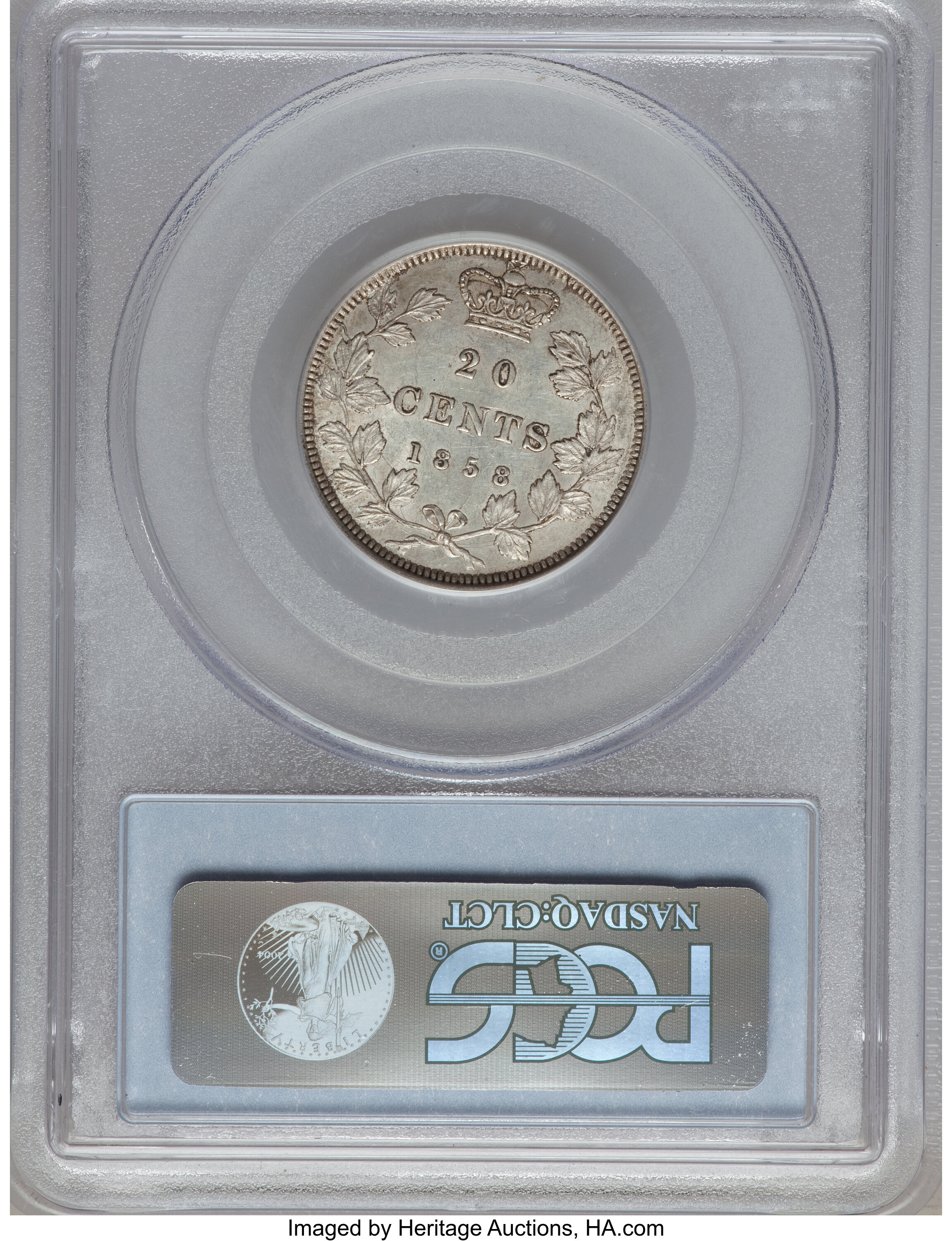 1858 20c Province of Canada, Coin Turn ↑↓ AU55 thumbnail 5
