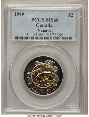 image for: Canada: Elizabeth II 2 Dollars 1999 Nunavut,...