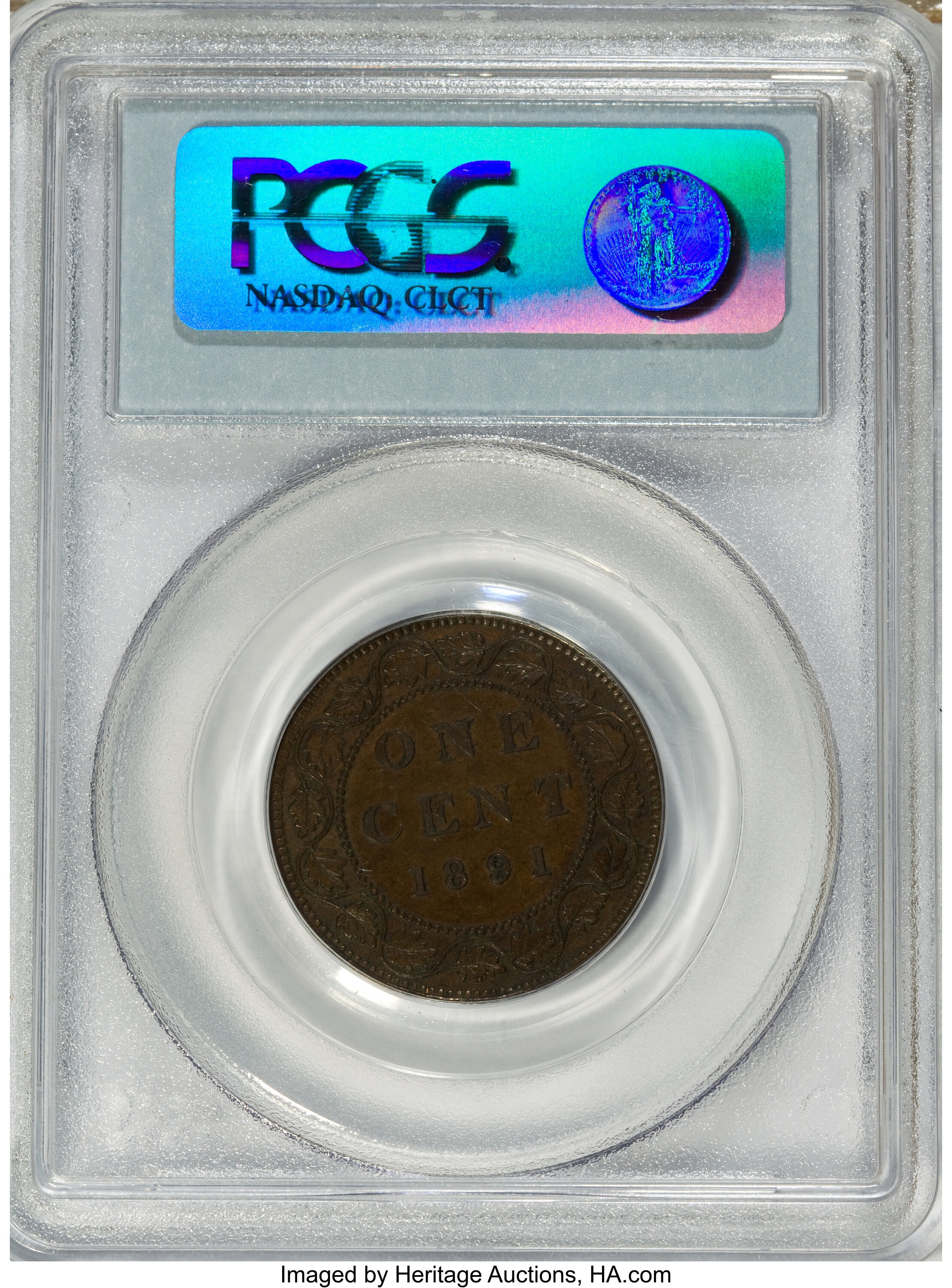 1891 1c Small Date, Small Leaves, Obverse 2 MS BN AU50 BN thumbnail 2
