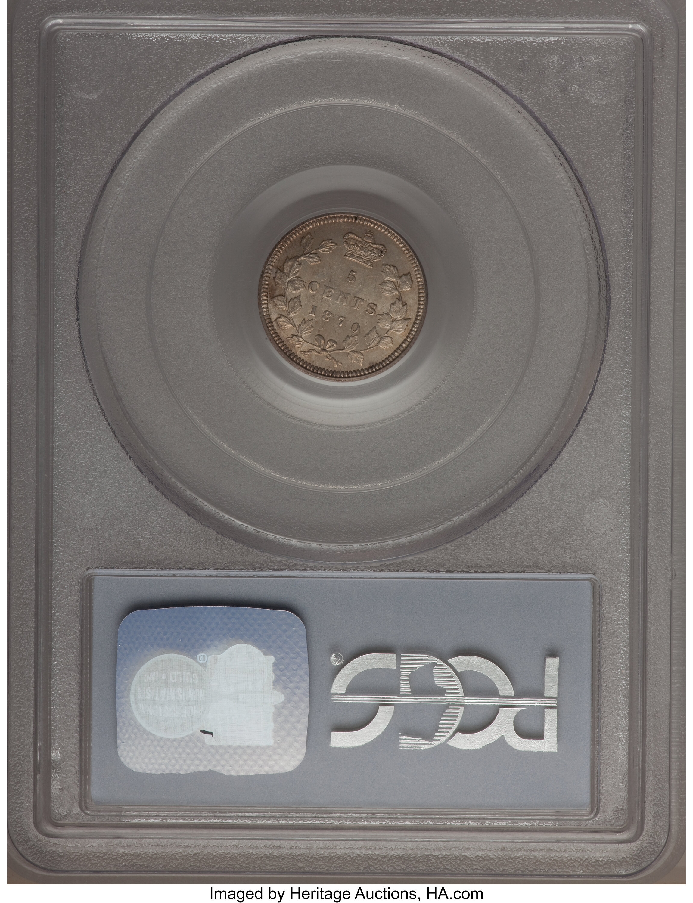 1870 5c Wide Rim, Narrow Date, Straight 7 MS60 thumbnail 5
