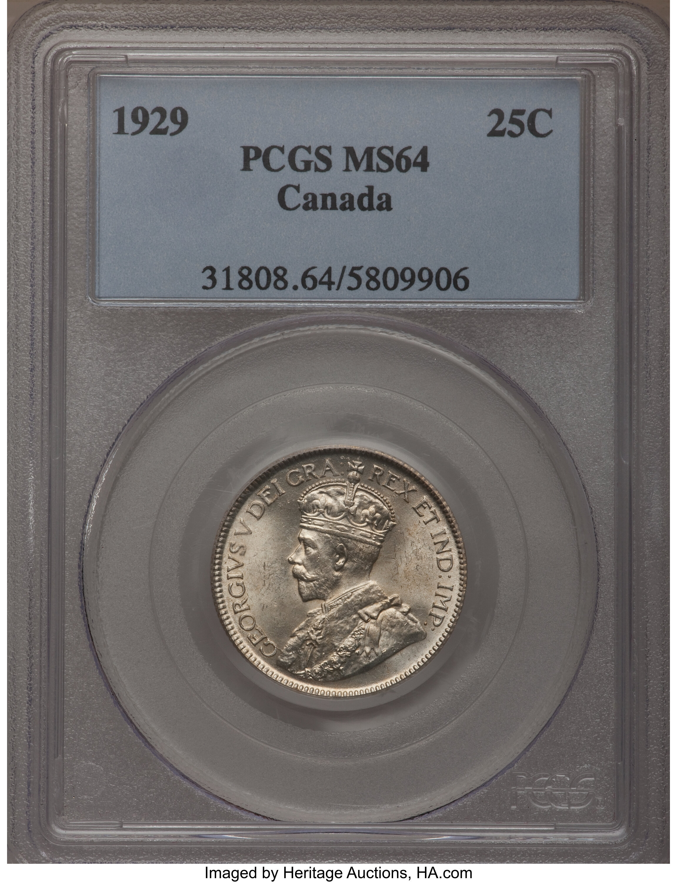 Canada: George V 25 Cents 1929,...
