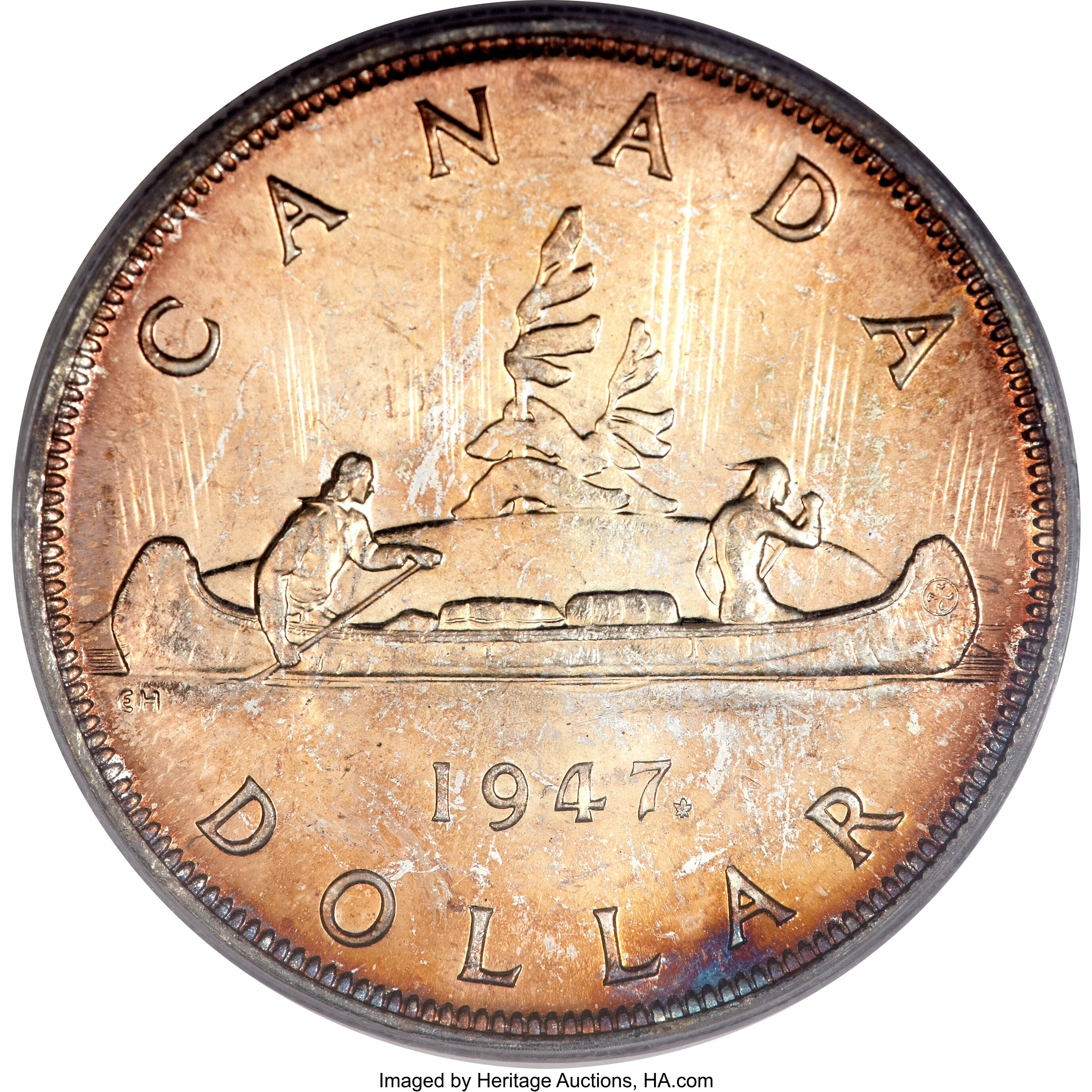 1947 S$1 Maple Leaf MS (KM-37) MS64 thumbnail 13