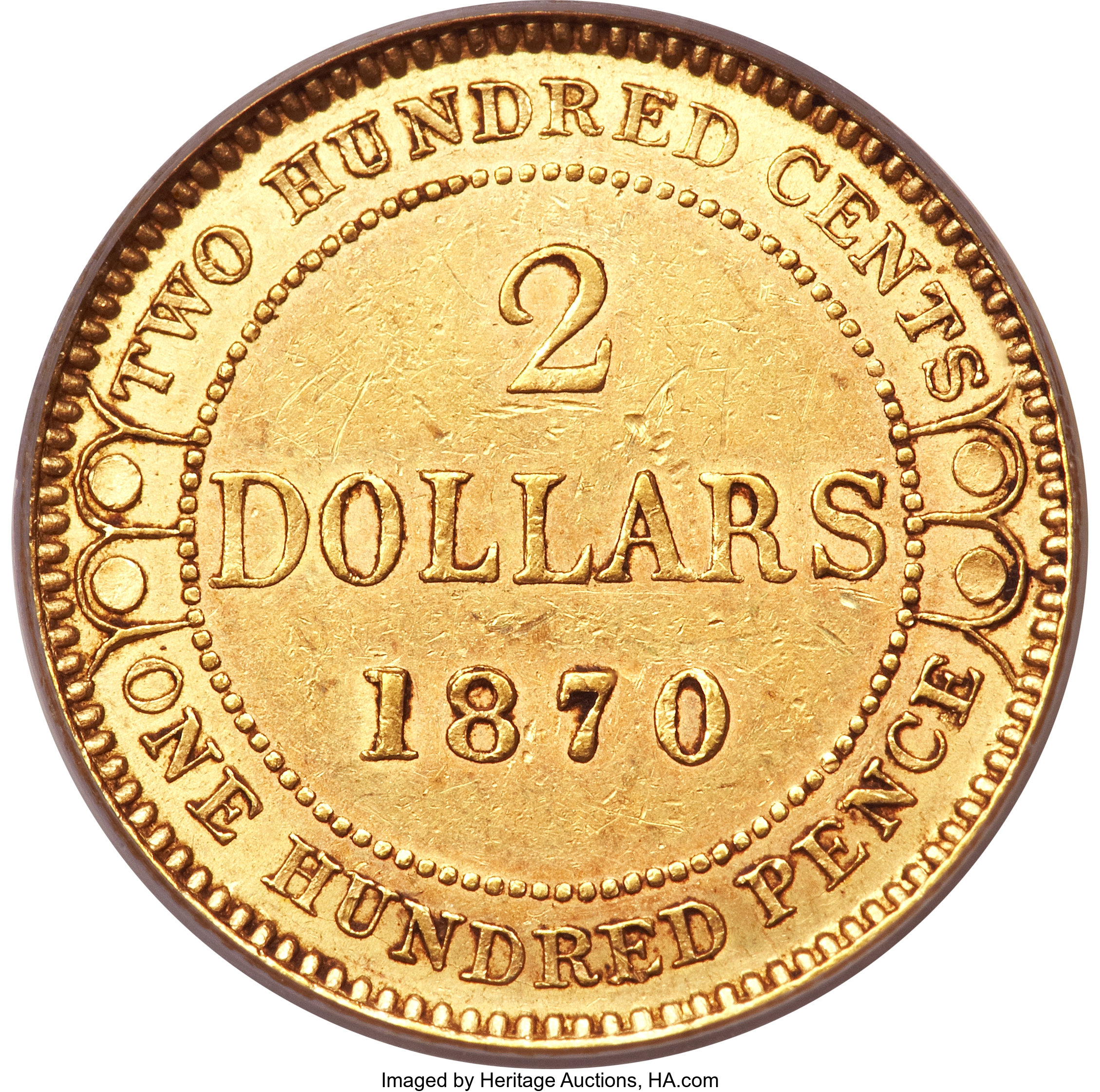1870 $2 Newfoundland, 3 Dots AU50 thumbnail 4