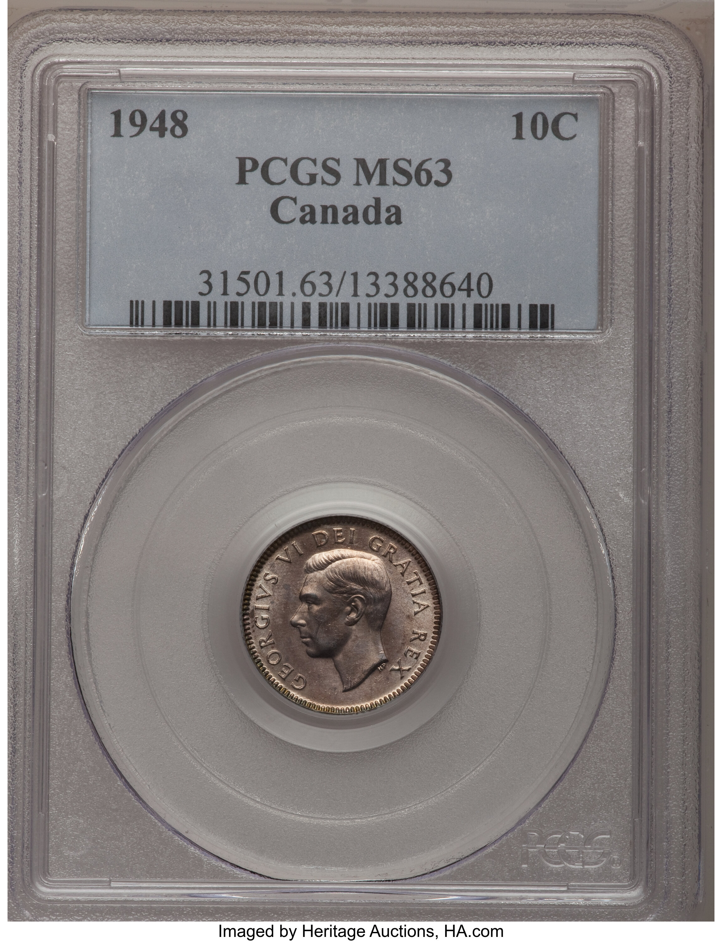 Canada: George VI 10 Cents 1948,...