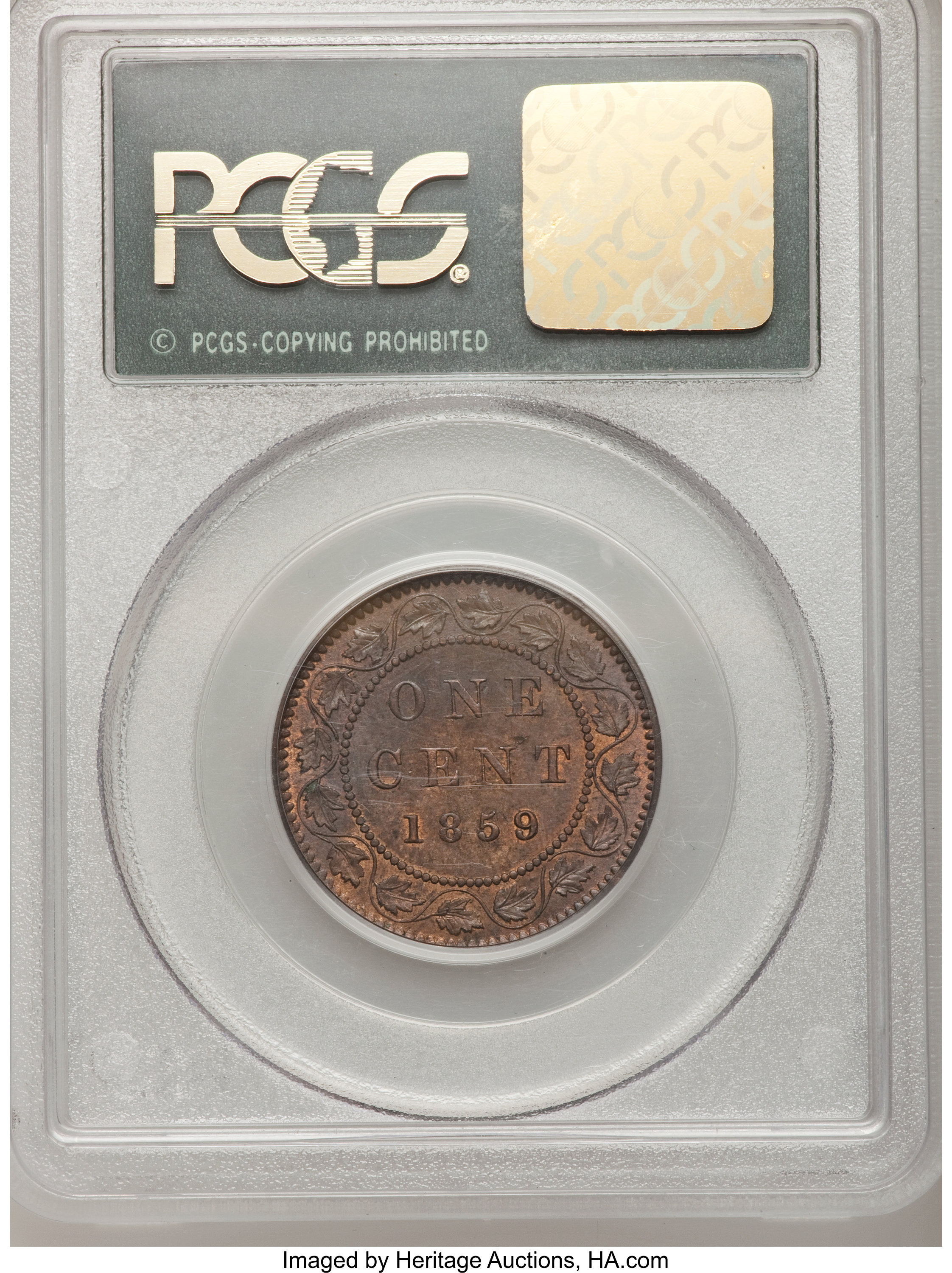 1859/8 1c Province of Canada, Medal Alignment, Wide 9 MS RB MS62 RB thumbnail 8