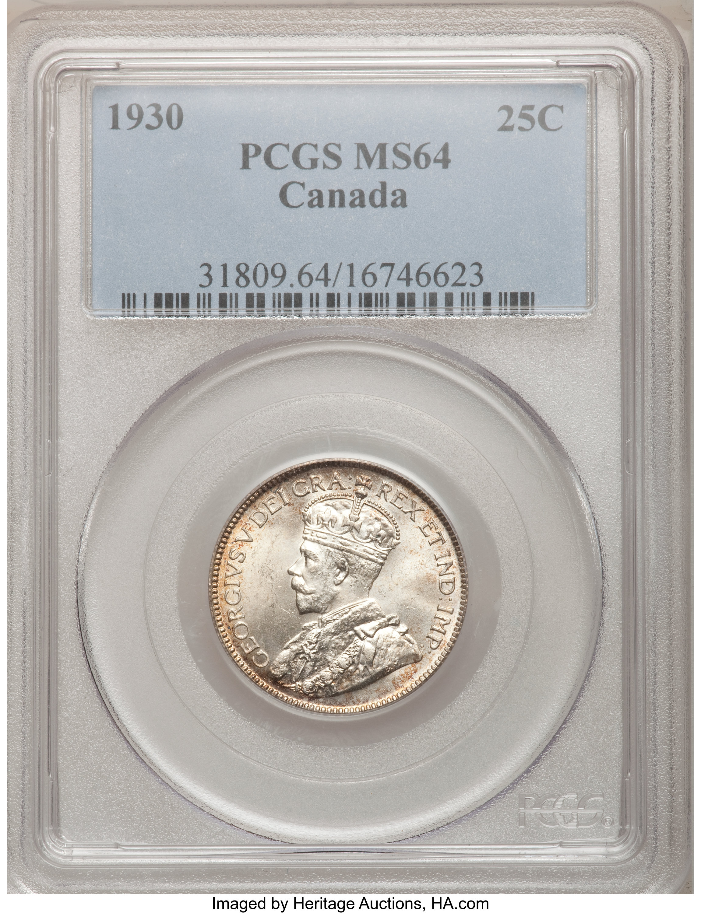 Canada: George V 25 Cents 1930,...