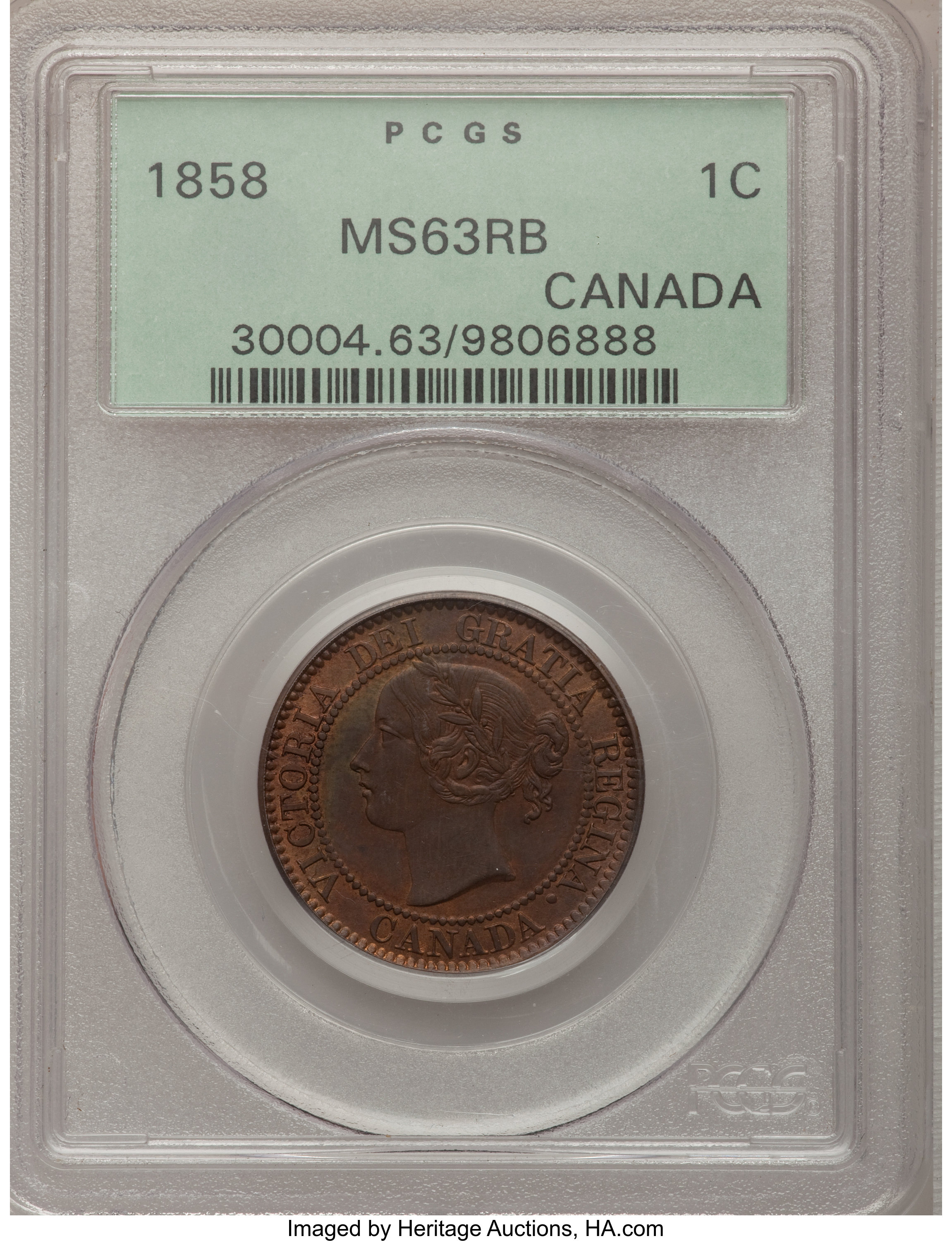 1858 1c Province of Canada, Broken Vine MS RB MS63 RB thumbnail 5