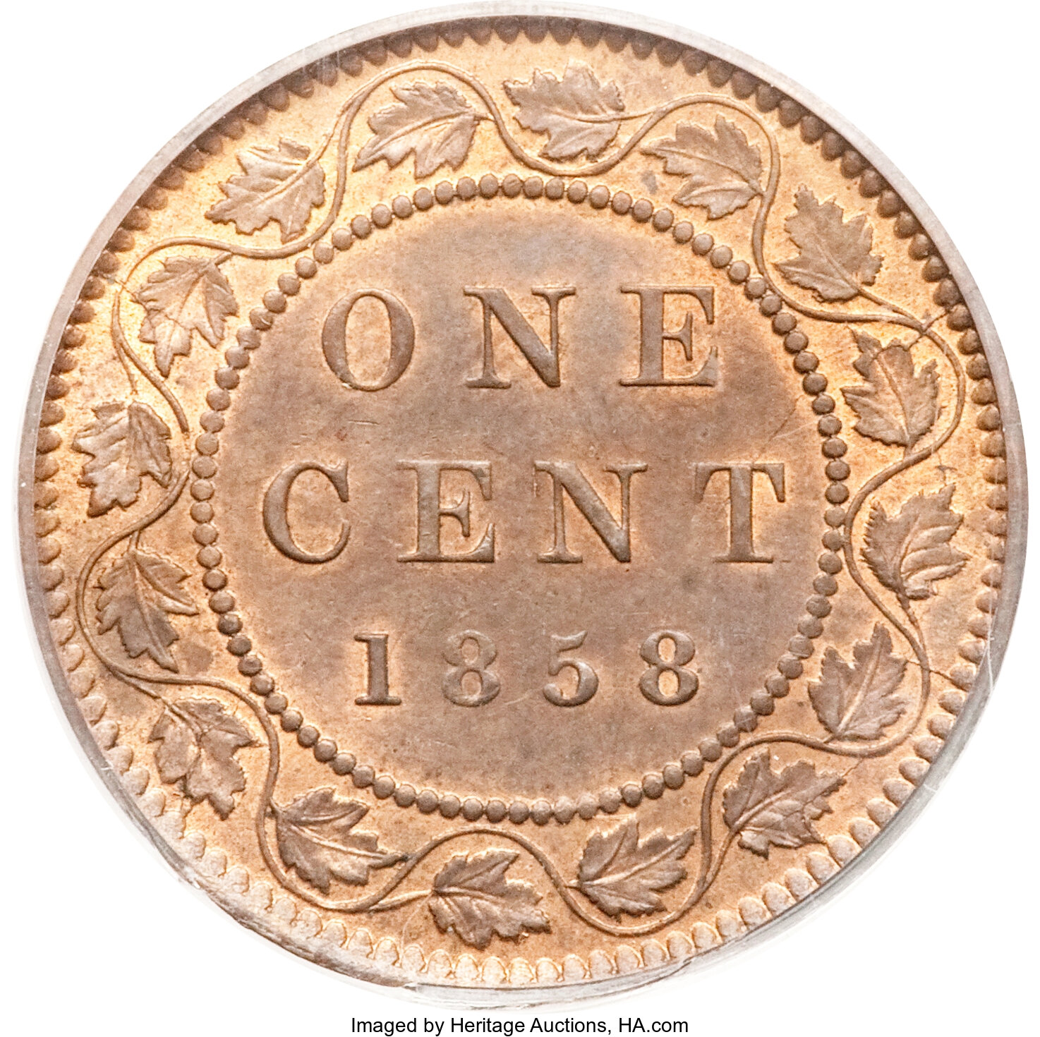 1858 1c Province of Canada, Broken Vine MS RB MS63 RB thumbnail 7