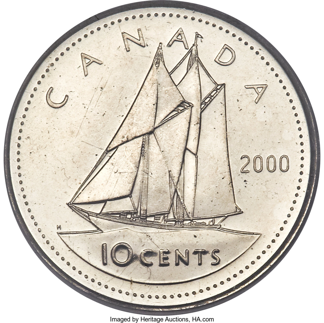 2000-P 10c Bluenose AU50 thumbnail 4