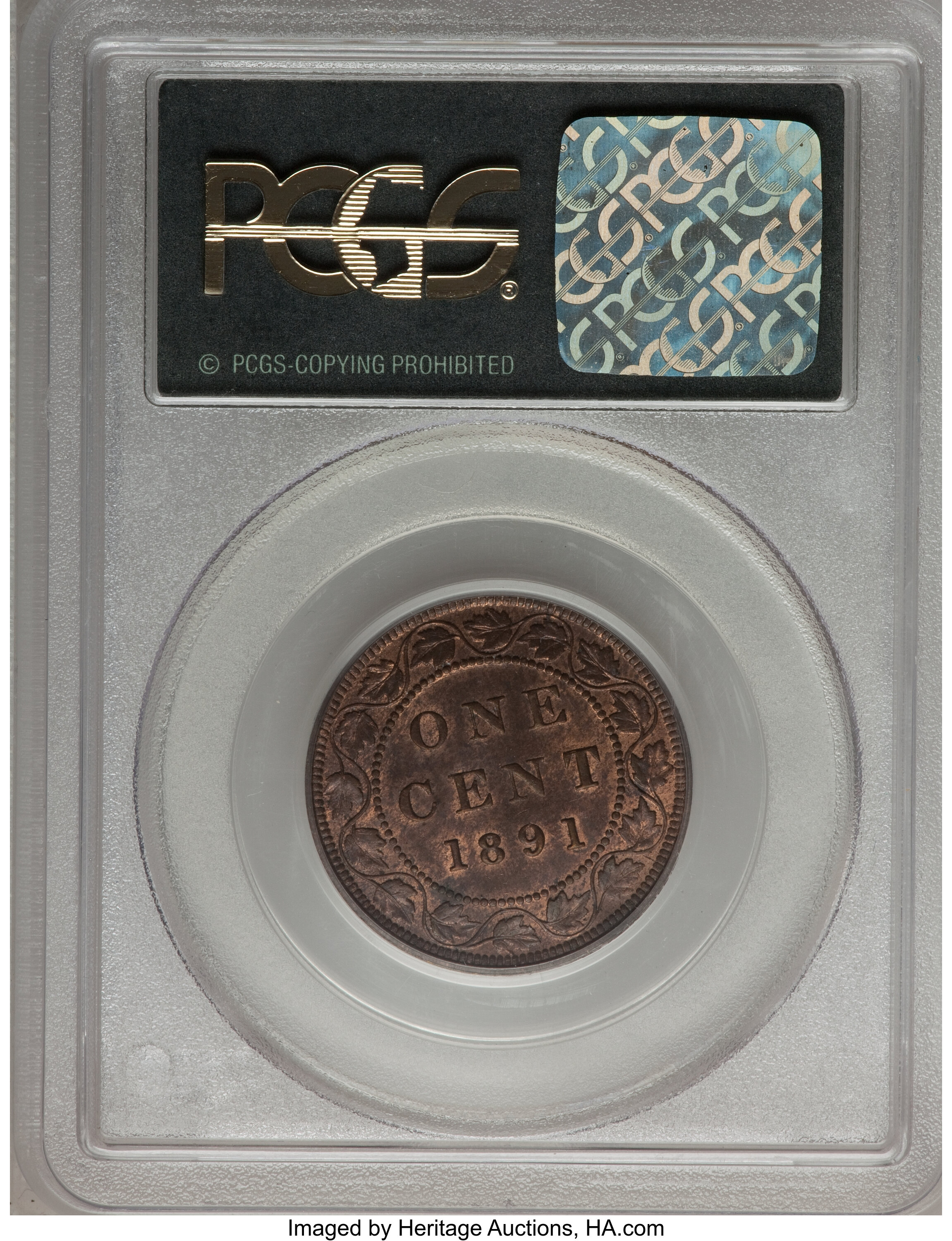 1891 1c Large Date, Large Leaves, Obverse 2 MS RB MS62 RB thumbnail 8
