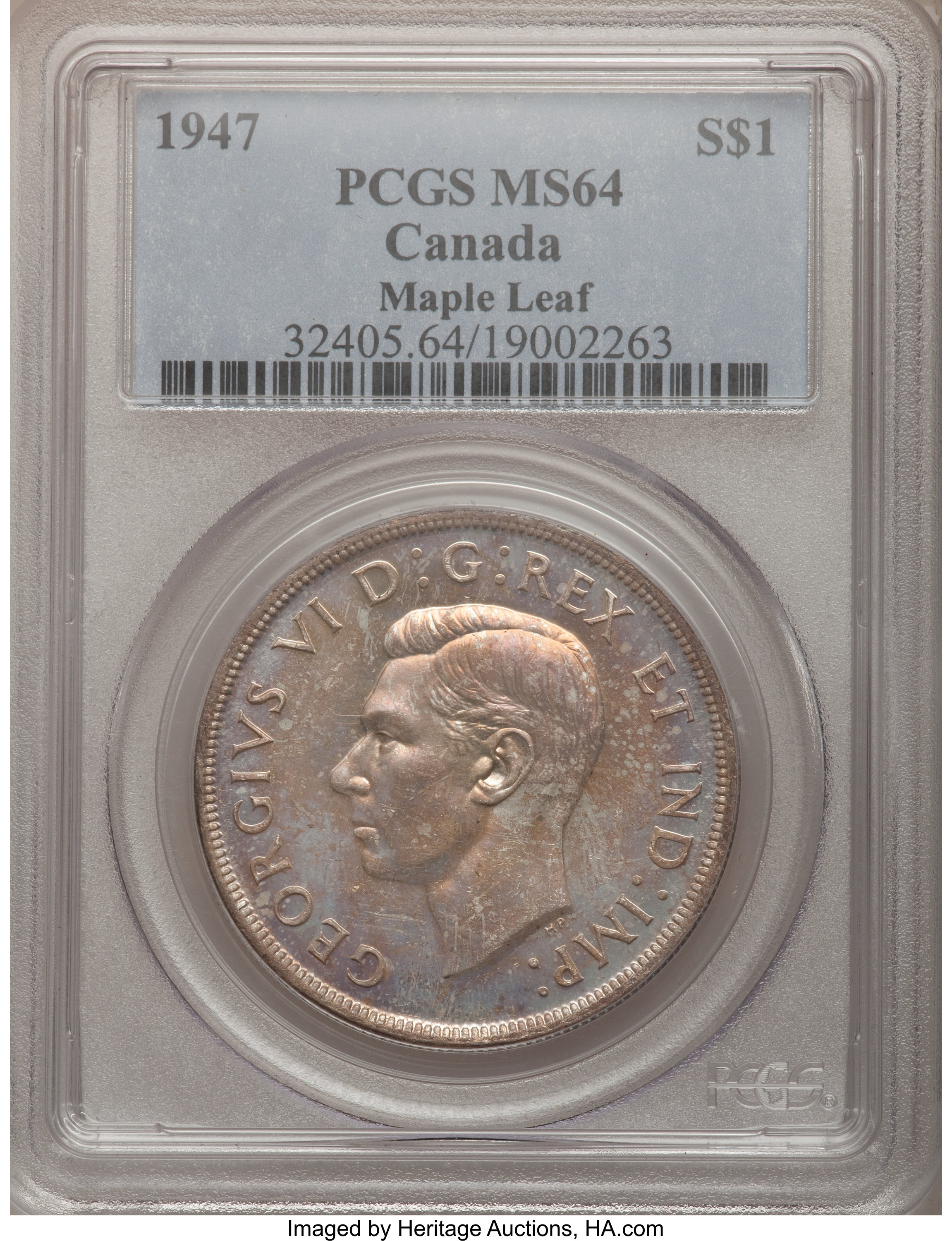 1947 S$1 Maple Leaf MS (KM-37) MS64 thumbnail 7
