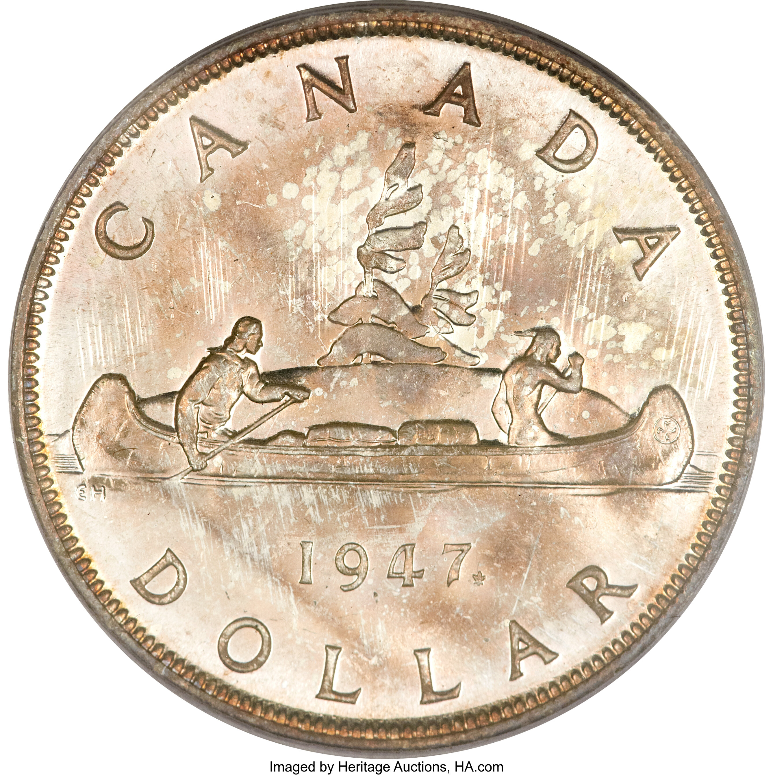 1947 S$1 Maple Leaf MS (KM-37) MS64 thumbnail 9