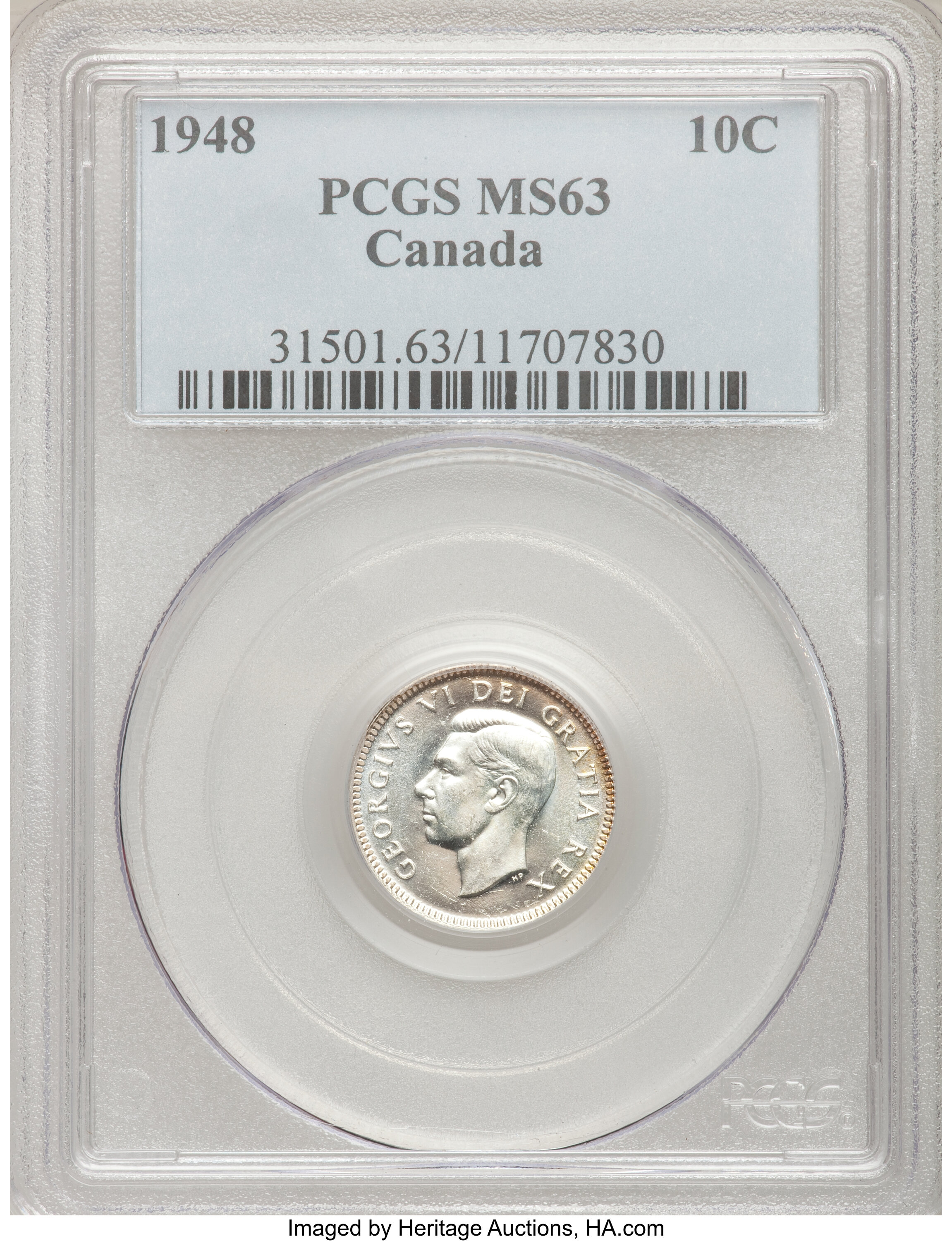 Canada: George VI 10 Cents 1948,...