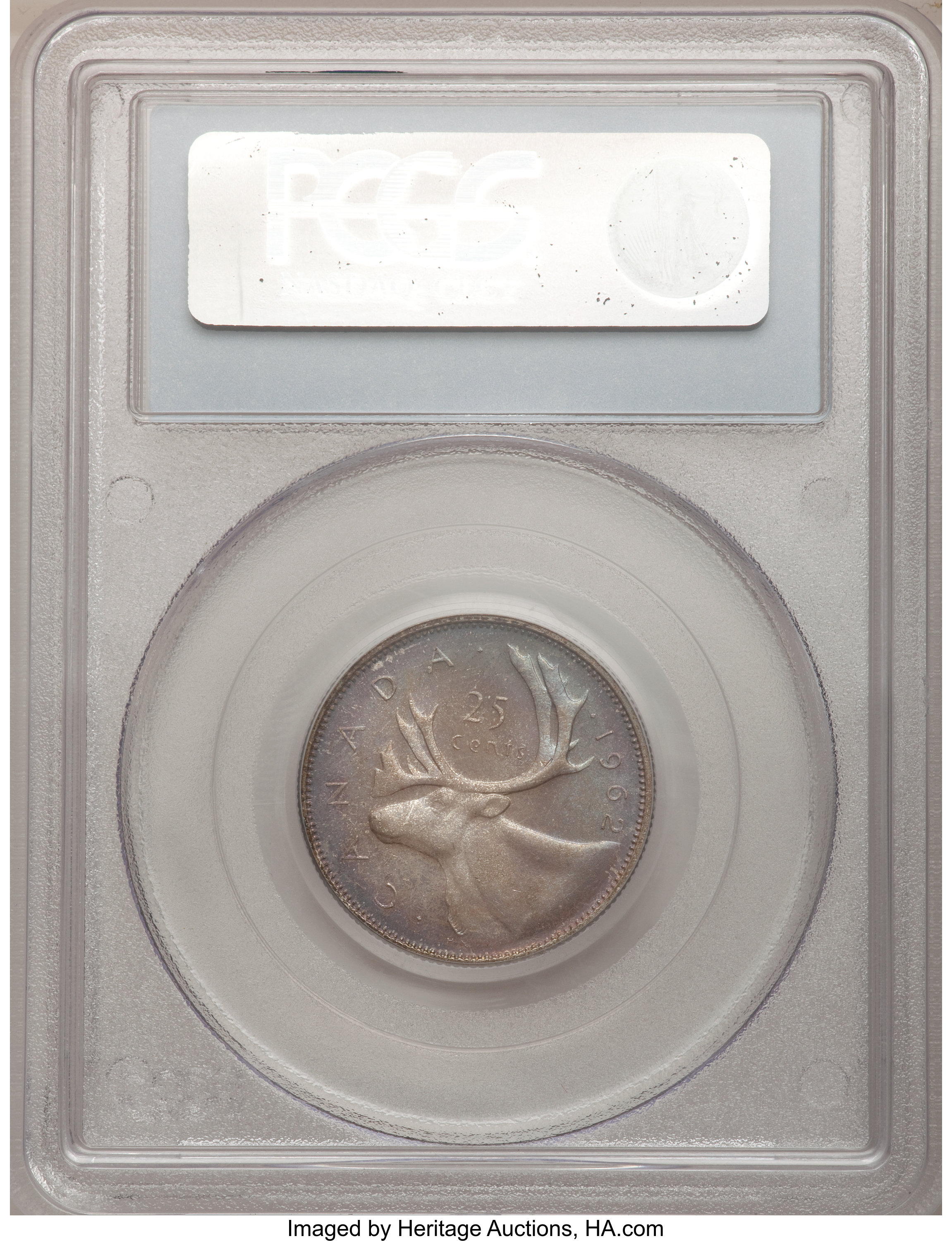 Elizabeth II S25c 80% Silver, Caribou, 1953-1967 [Type] MS66 thumbnail 3