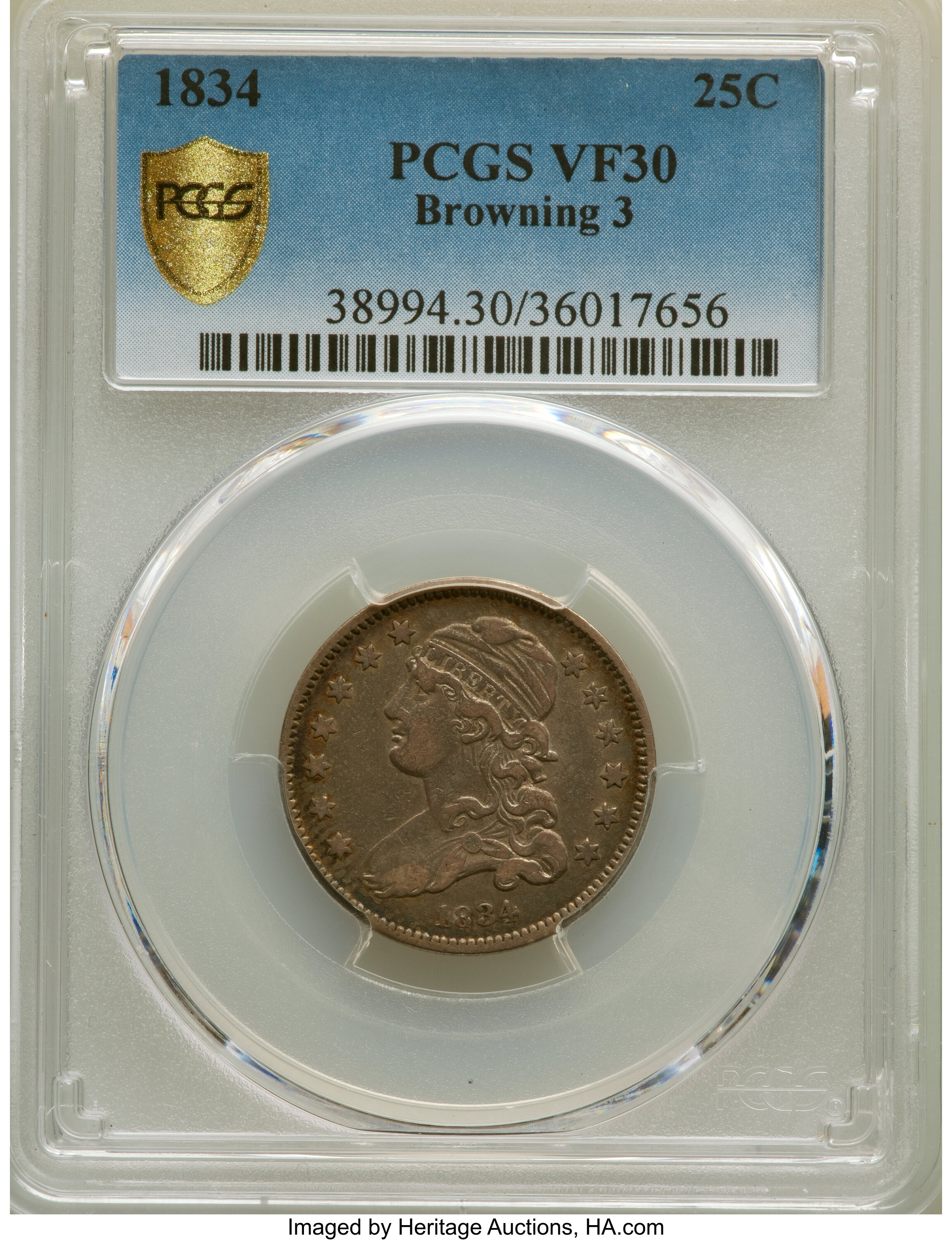 1834 25c B-3 VF30 thumbnail 5