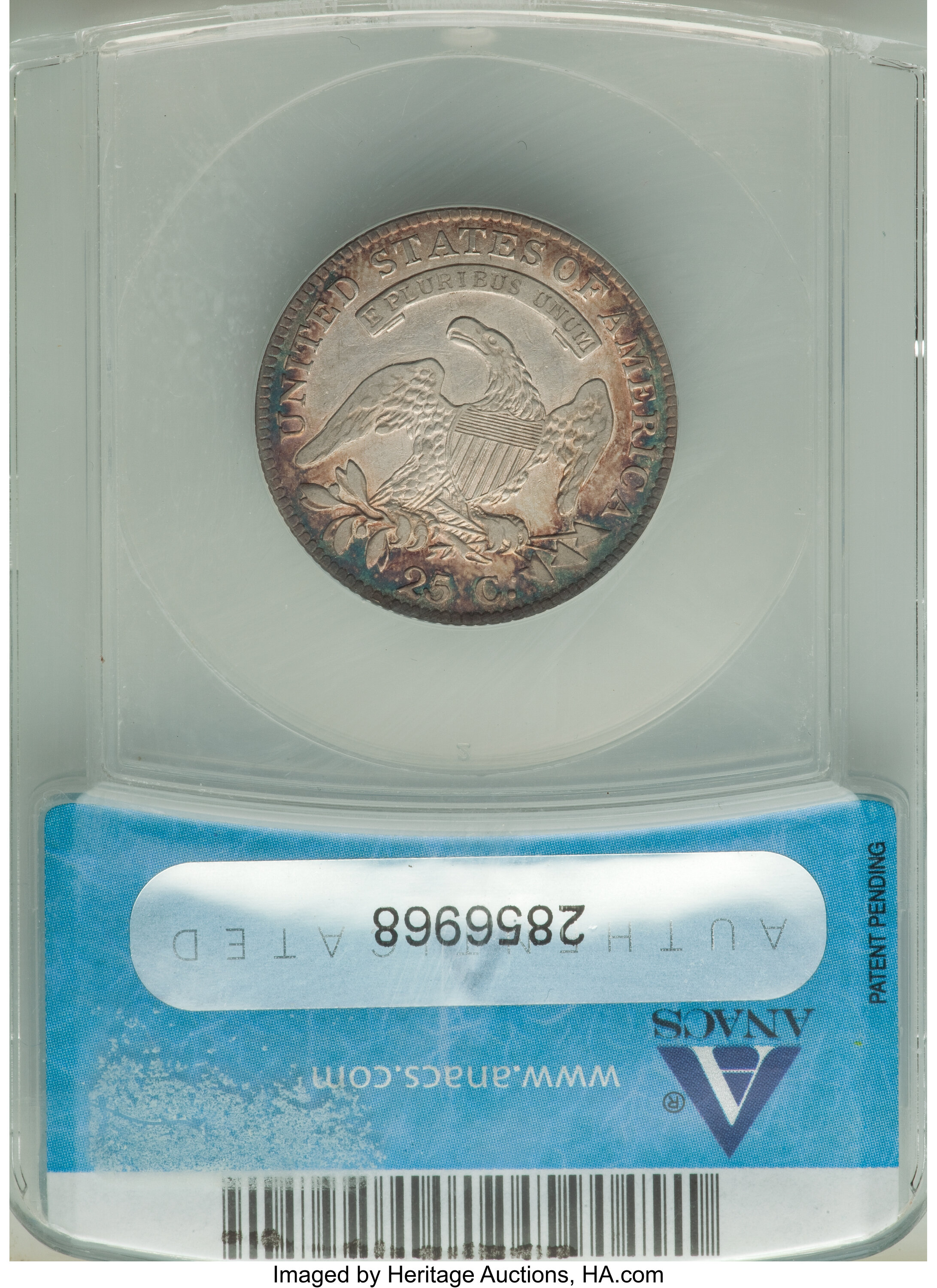 1819 25c Small 9, B-3 XF40 CAC thumbnail 4