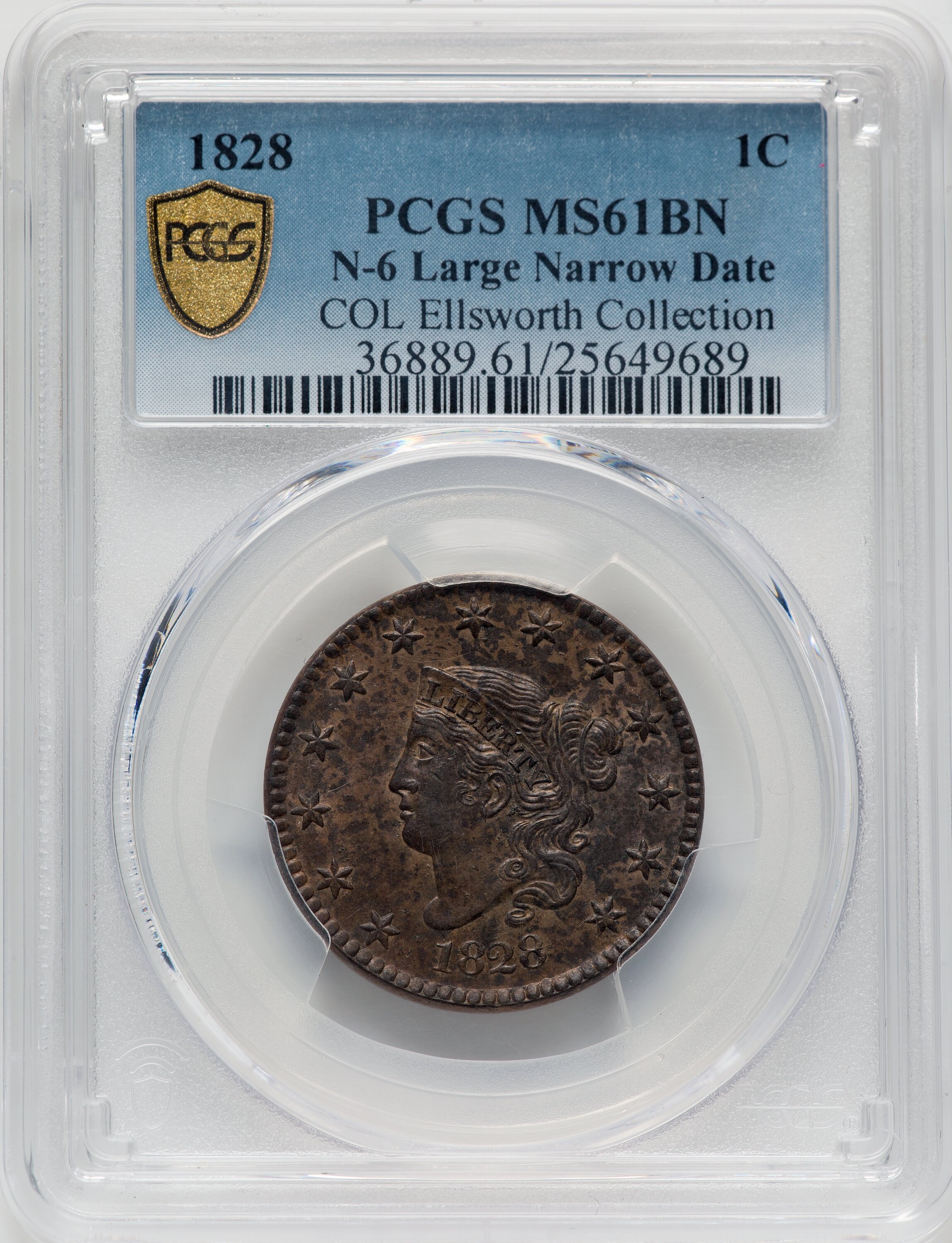 1828 1c Large Narrow Date, N-6 MS BN XF45 BN CAC thumbnail 25