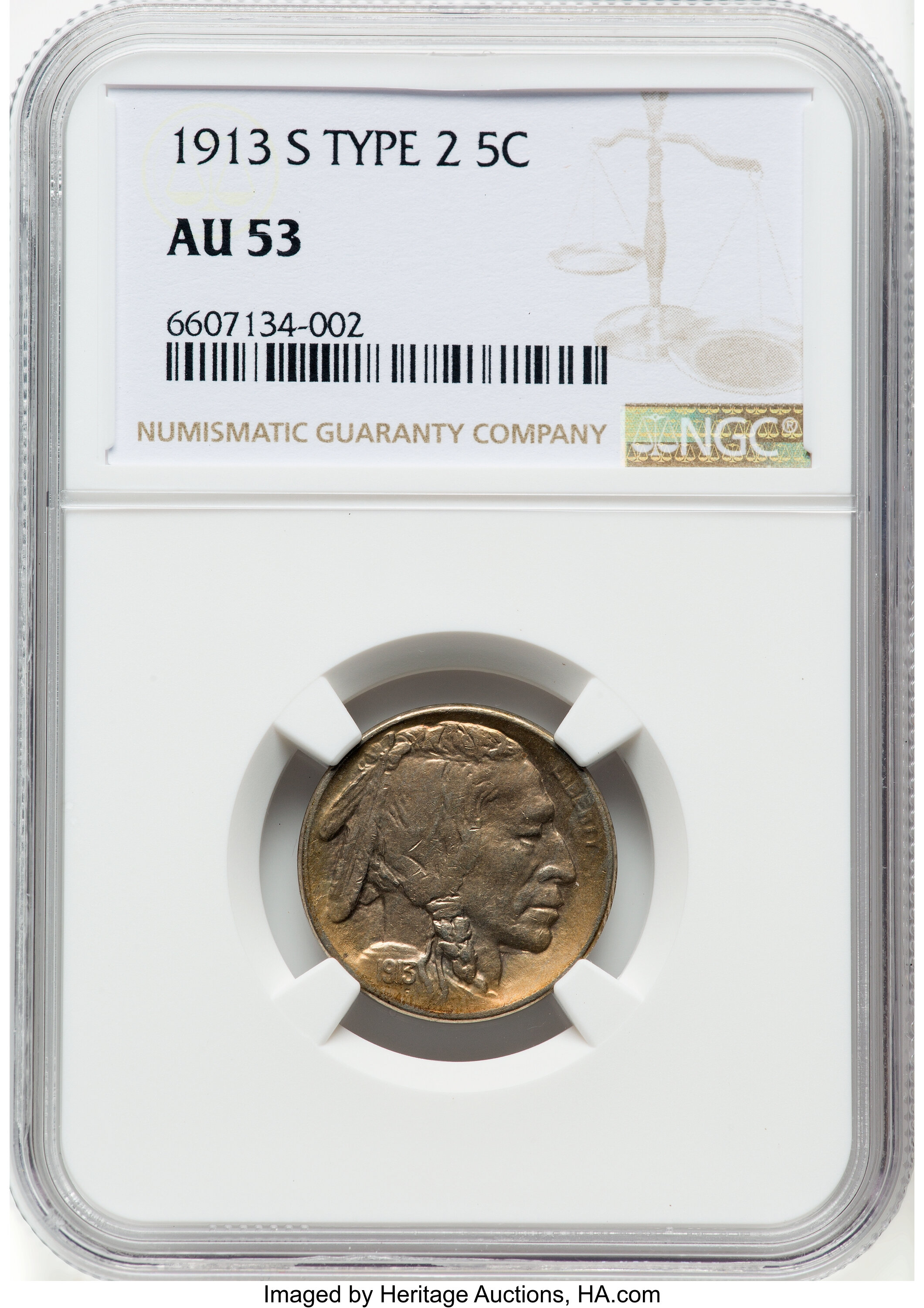 1913-S 5c Buffalo, Type 2 AU53 thumbnail 4