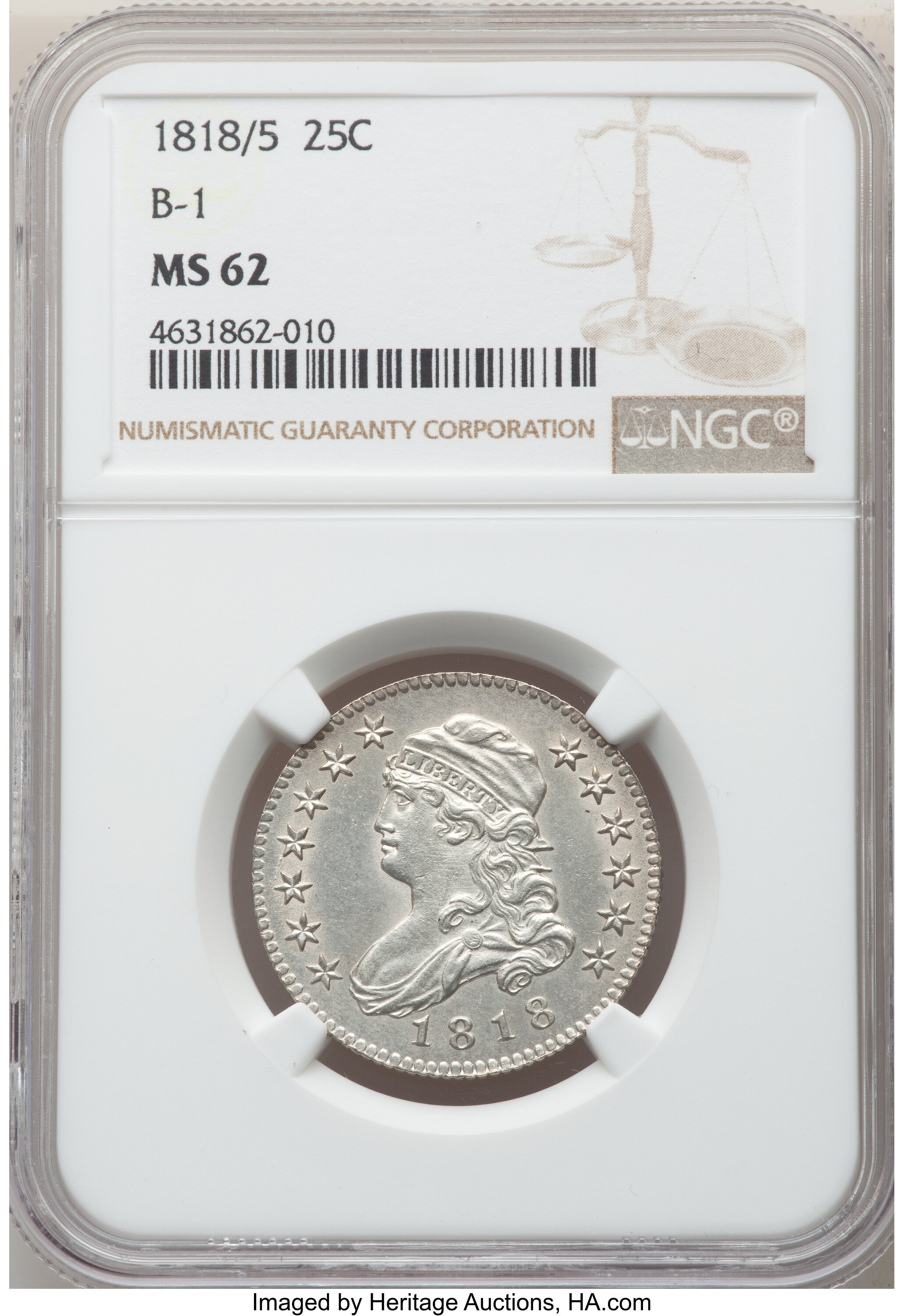 1818/5 25c MS63 CAC thumbnail 6