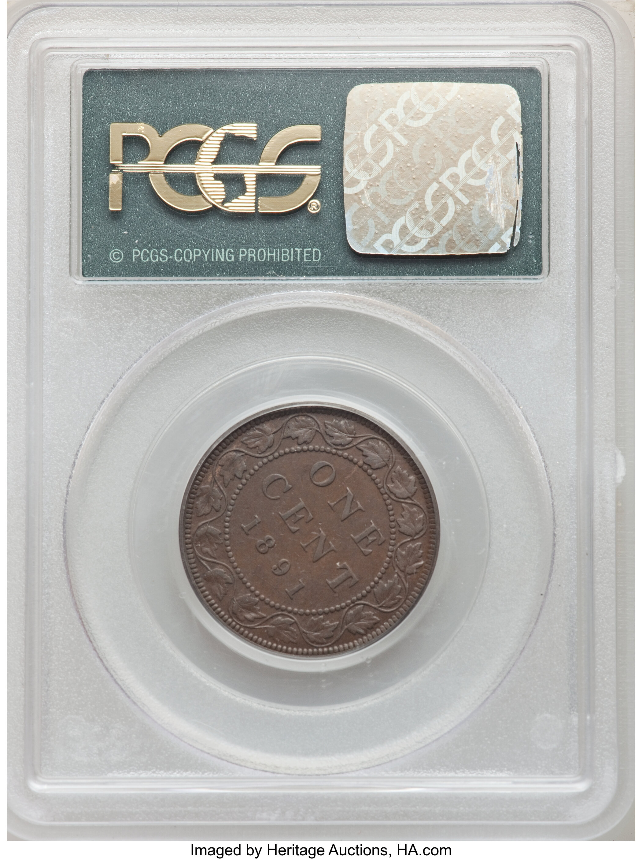 1891 1c Small Date, Large Leaves, Obverse 2 MS BN AU50 BN thumbnail 8