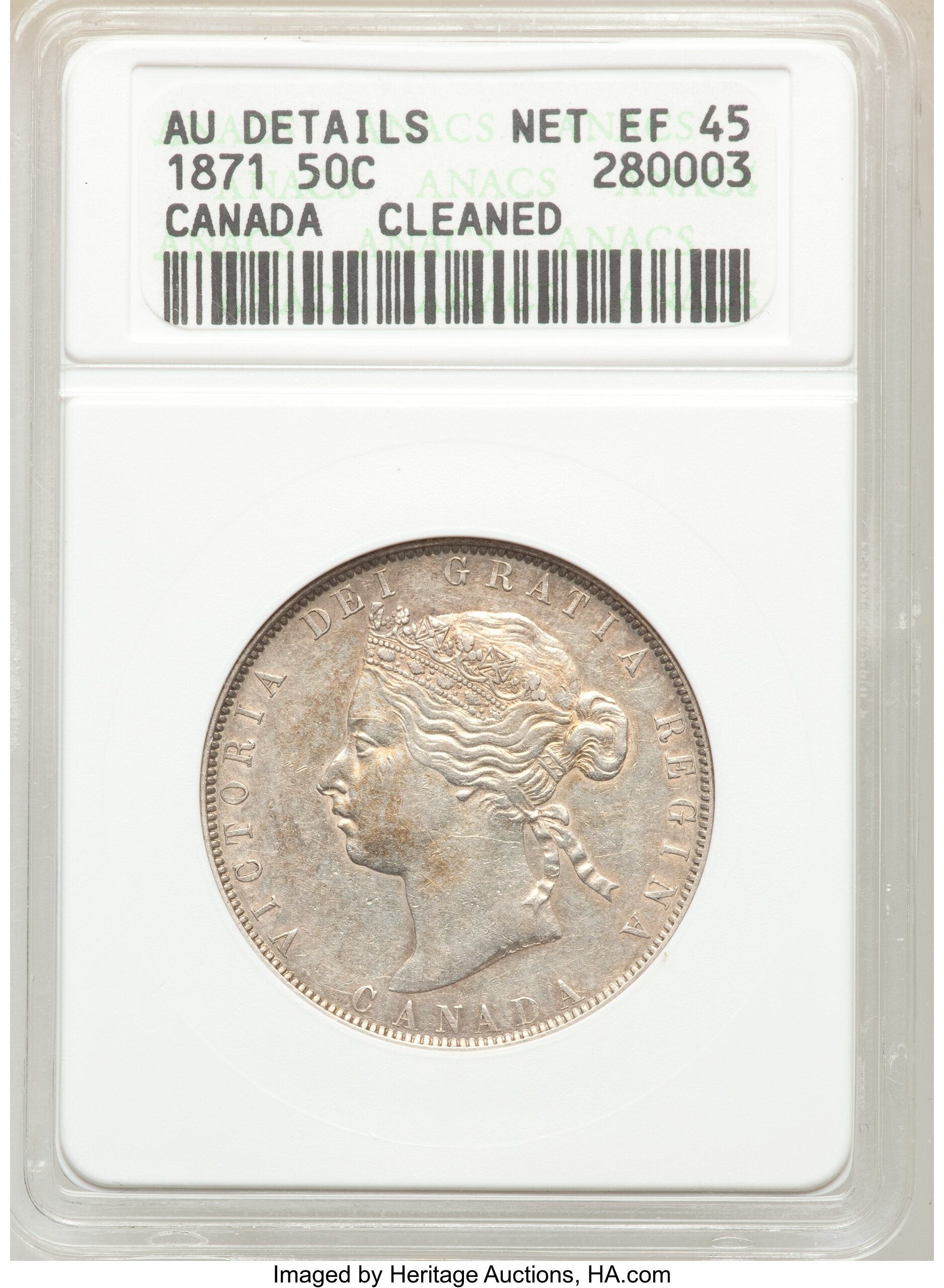 Canada: Victoria 50 Cents 1871 XF45 Details (Cleaned) ANACS,...