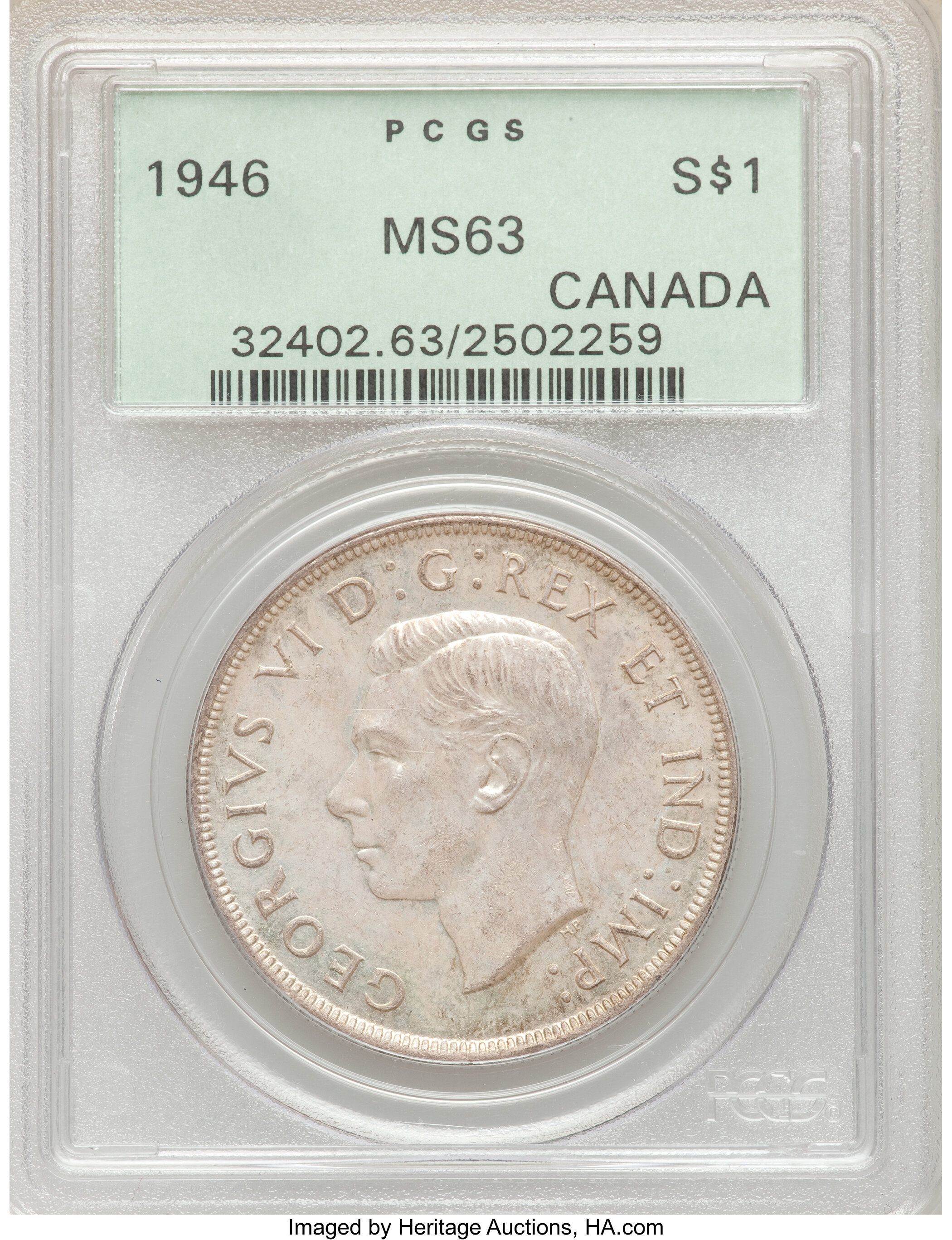 Canada: George VI Dollar 1946 MS63 PCGS,...