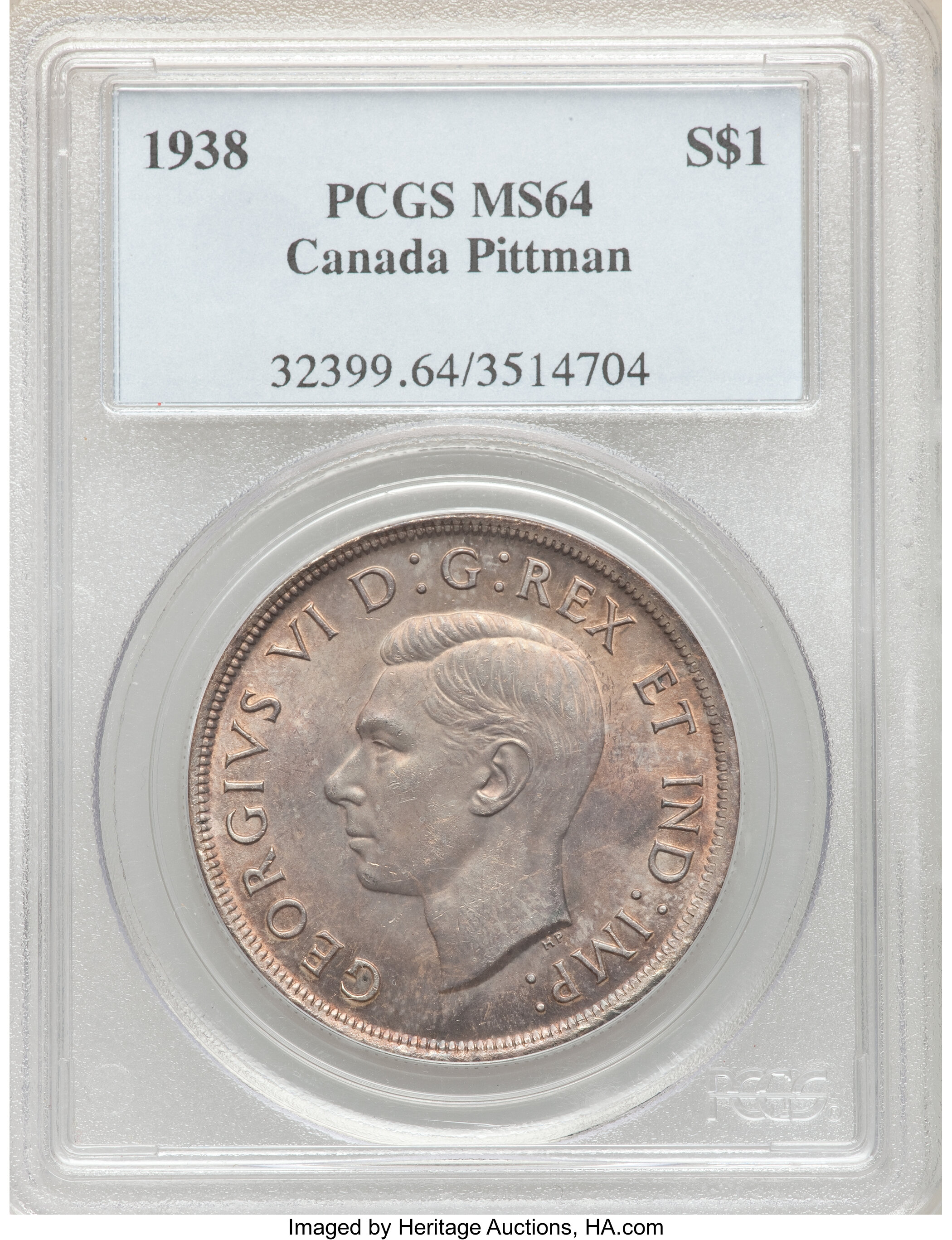 Canada: George VI Dollar 1938 MS64 PCGS,...