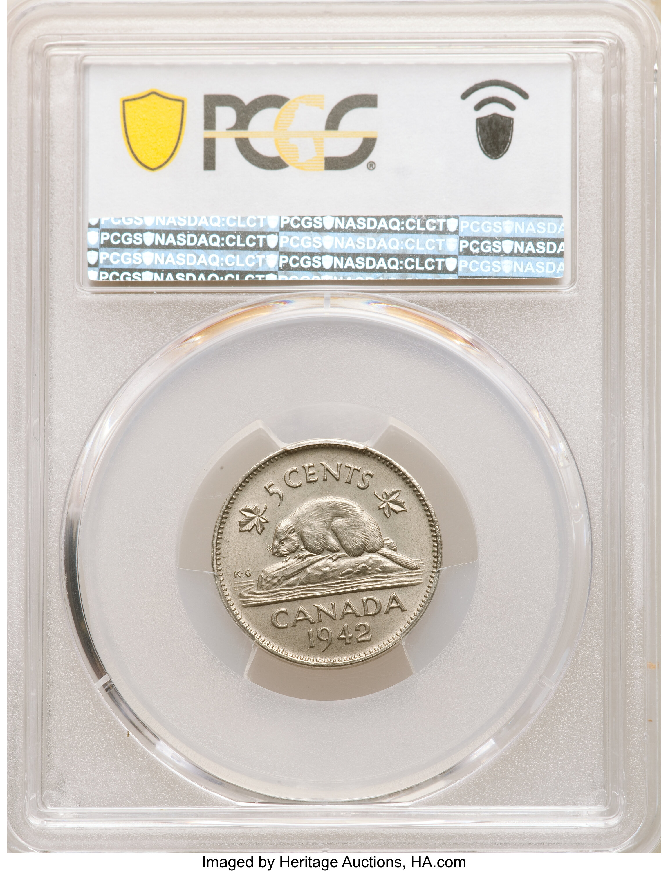 1942 5c Beaver, Nickel VF20 thumbnail 3