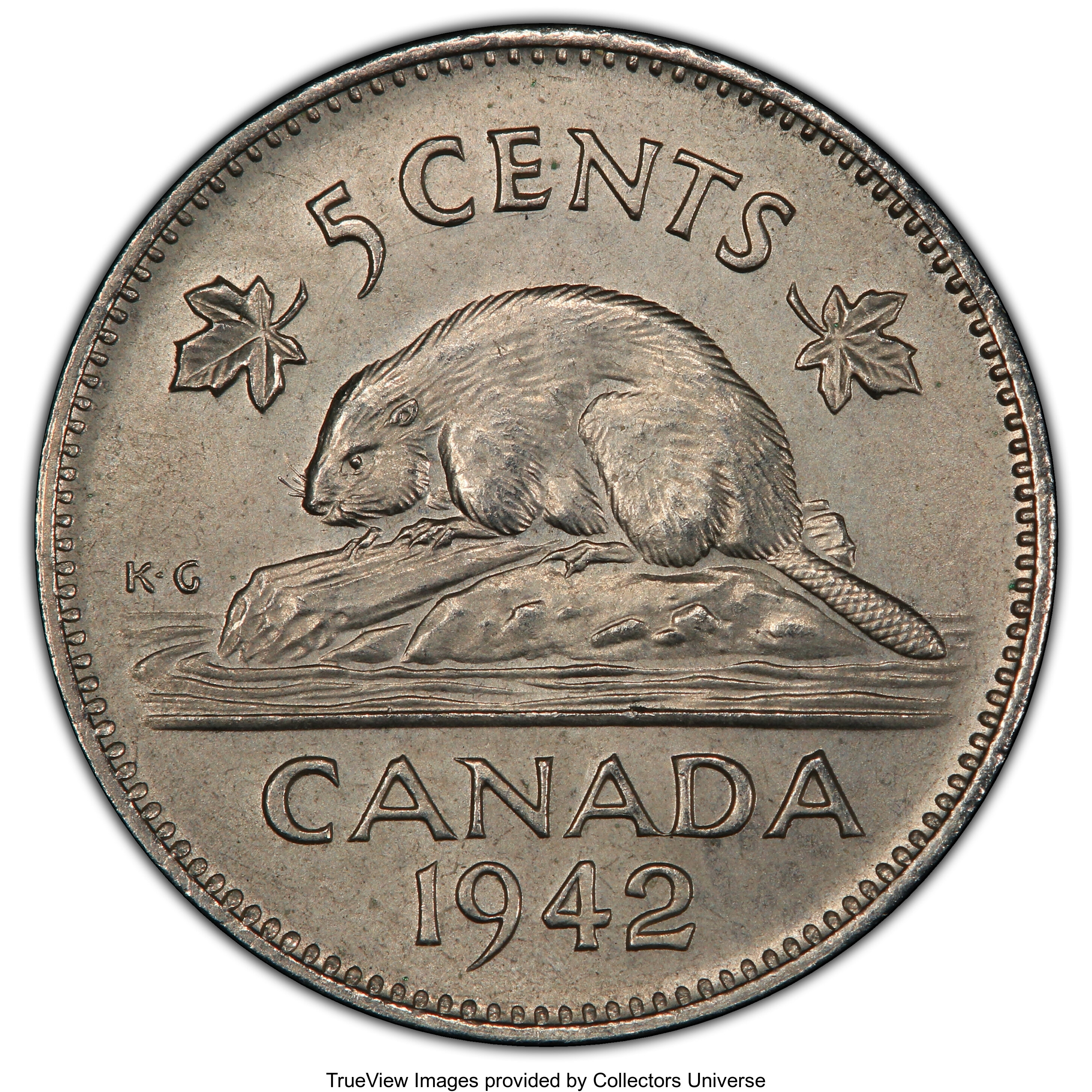 1942 5c Beaver, Nickel VF20 thumbnail 4