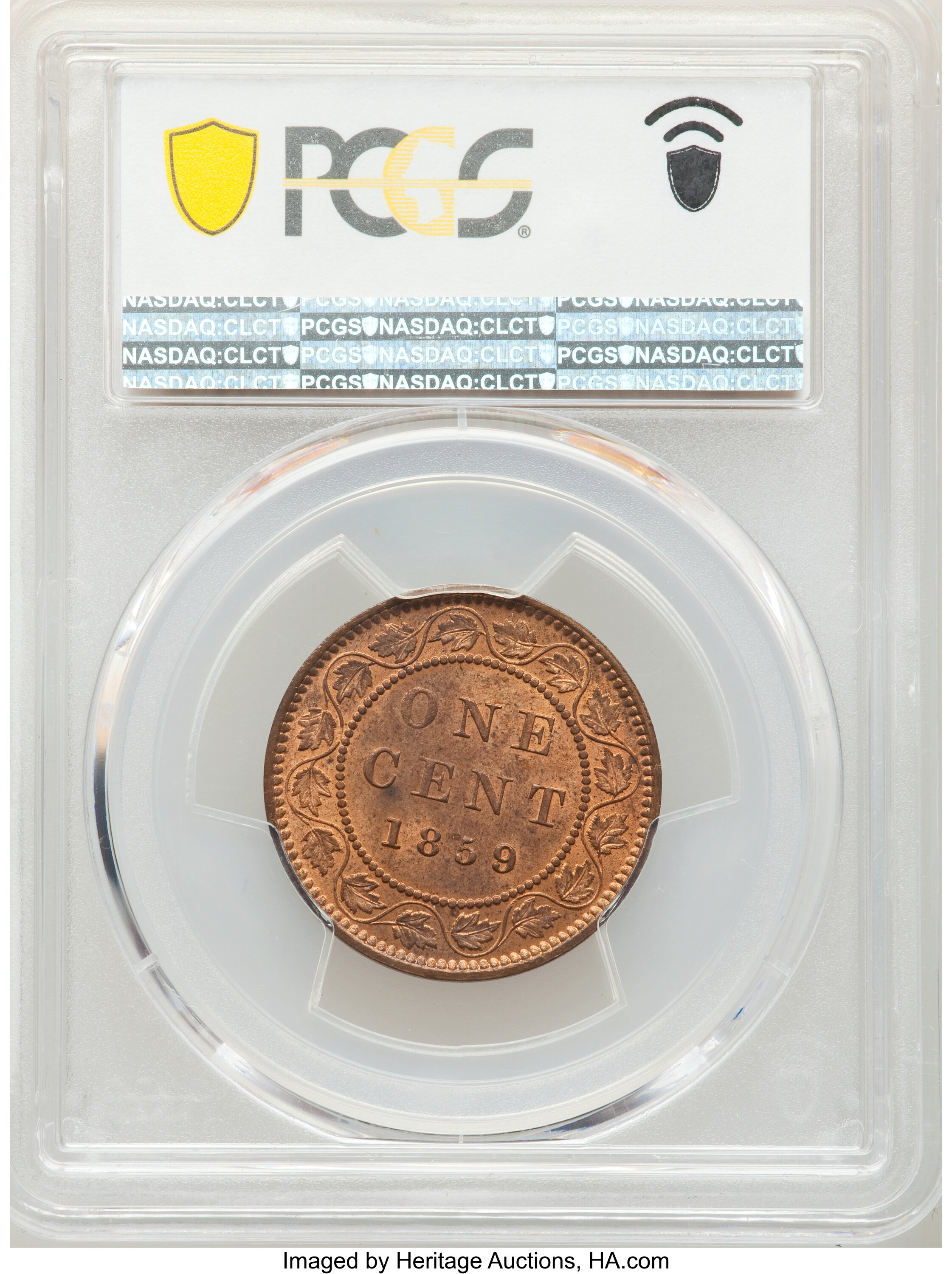 1859/8 1c Province of Canada, Medal Alignment, Wide 9 MS RB MS63 RB thumbnail 3
