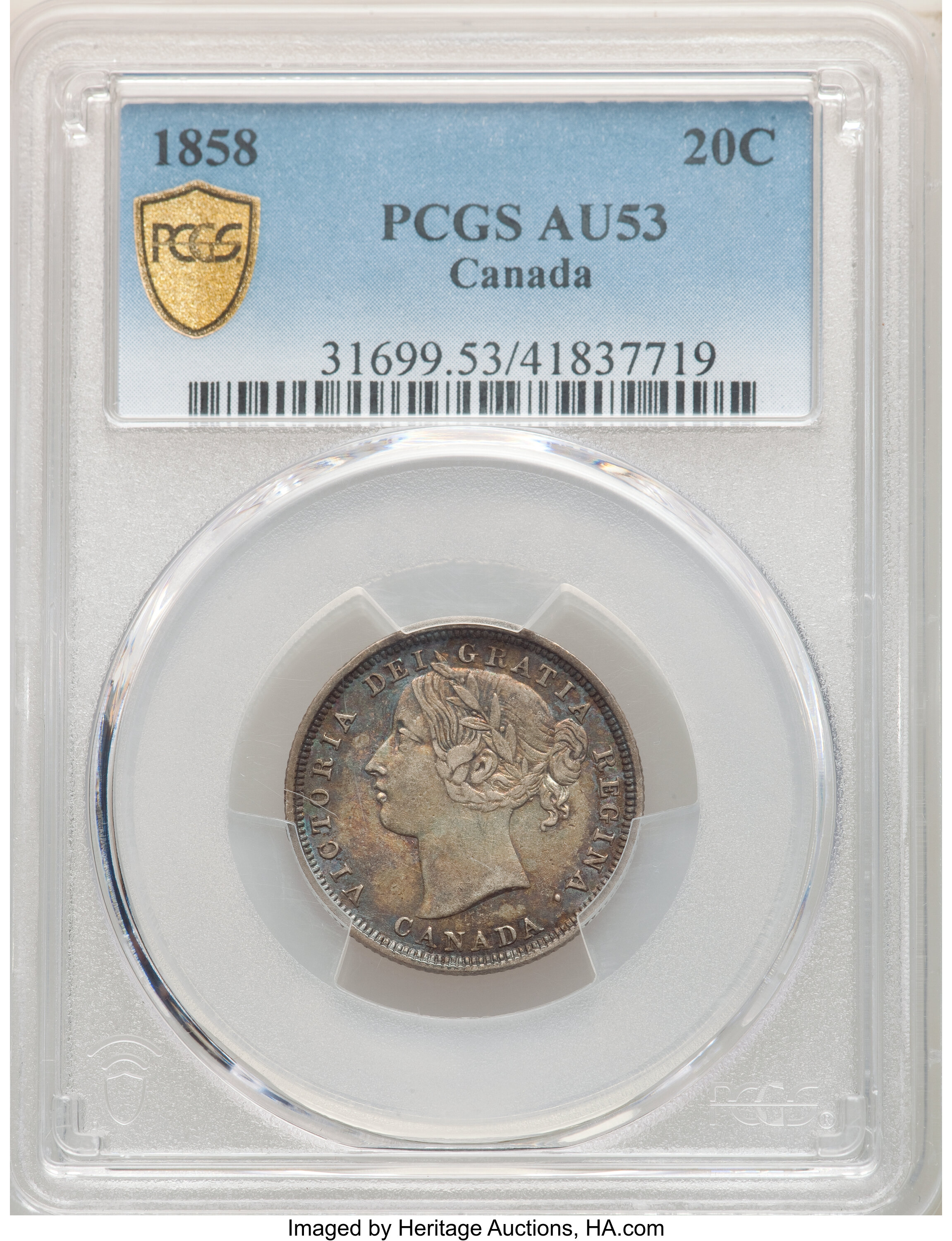 1858 20c Province of Canada, Coin Turn ↑↓ VF30 thumbnail 25
