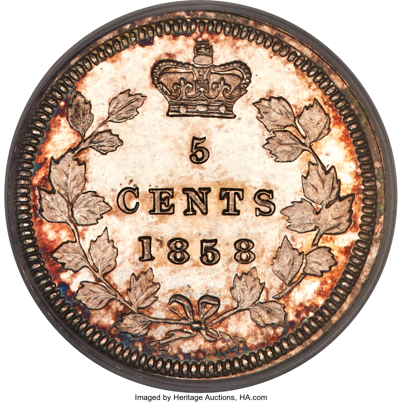 1858 S5c Province of Canada, Large Date, Plain Edge MS62 thumbnail 4