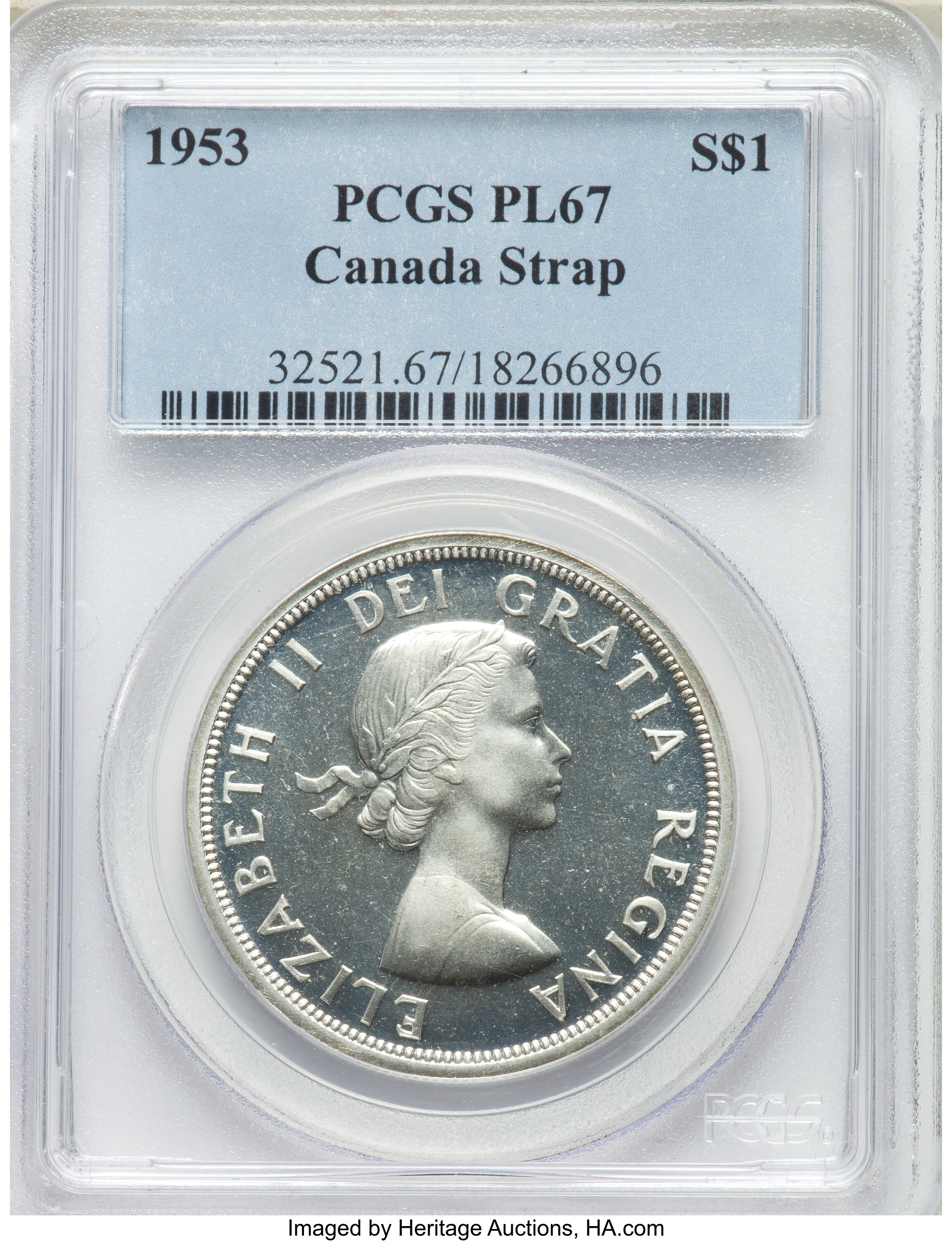 1953 S$1  Strap PL MS67 thumbnail 2